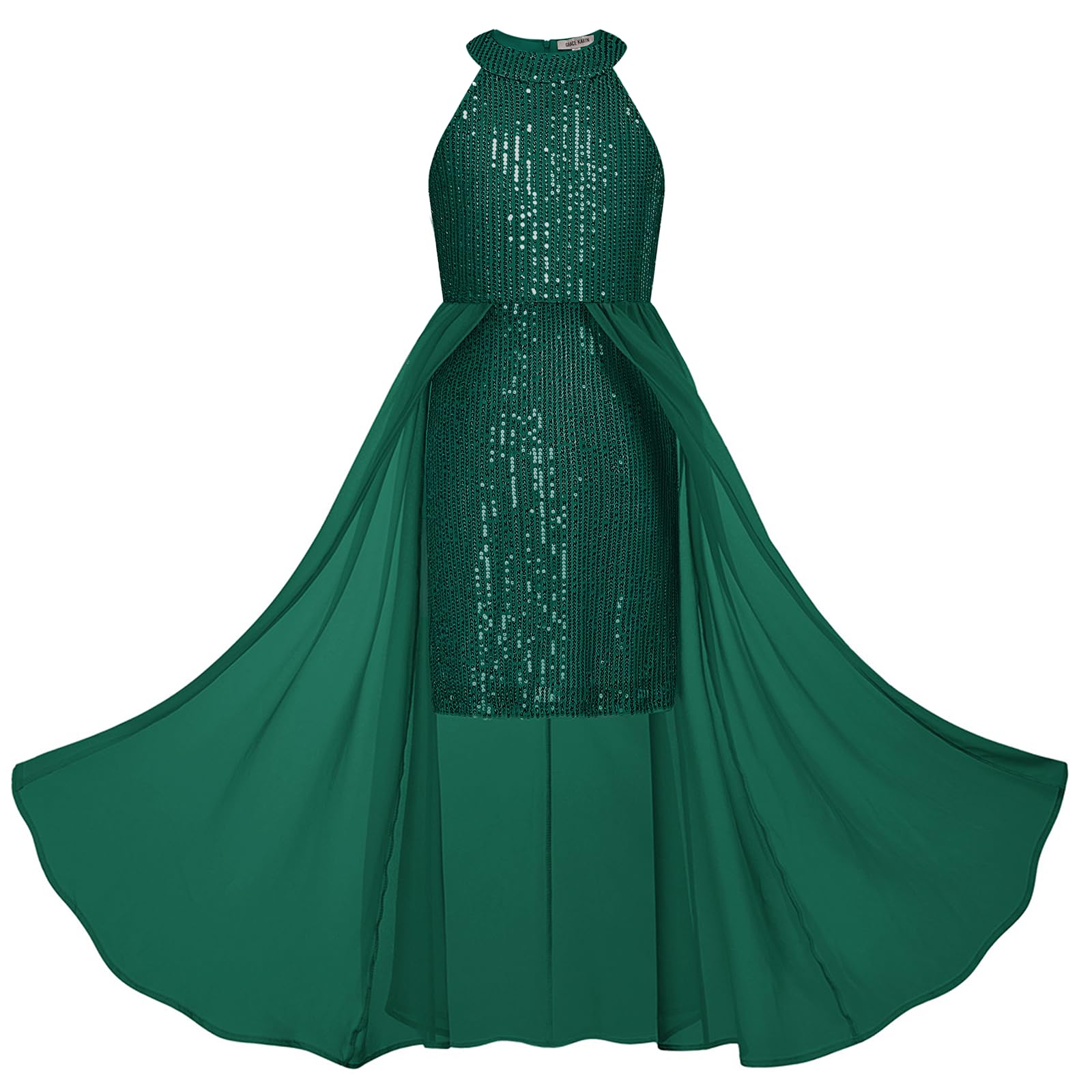 GRACE KARIN Girls Halter Neck Sequin Dress 6-14Y Kids Fancy Formal Party Prom Sparkly Pageant Birthday Graduation Dresses