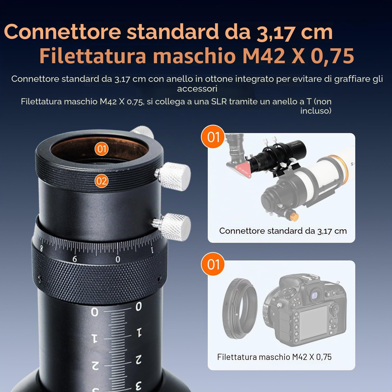 Svbony SV106 Telescopio Guida, Cercatore con Rivestimento Completo con Focheggiatore Elicoidale, 60mm F4 per Guidare Ricerca delle Stelle, Compatibile con Fotocamera ZWO QHY Auto Guide