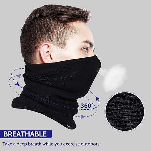 Miniatura 2 de Calentador de cuello de invierno polaina de cuello de forro polar para esquí, motocicleta, bicicleta, correr, deportes al aire libre para hombres y