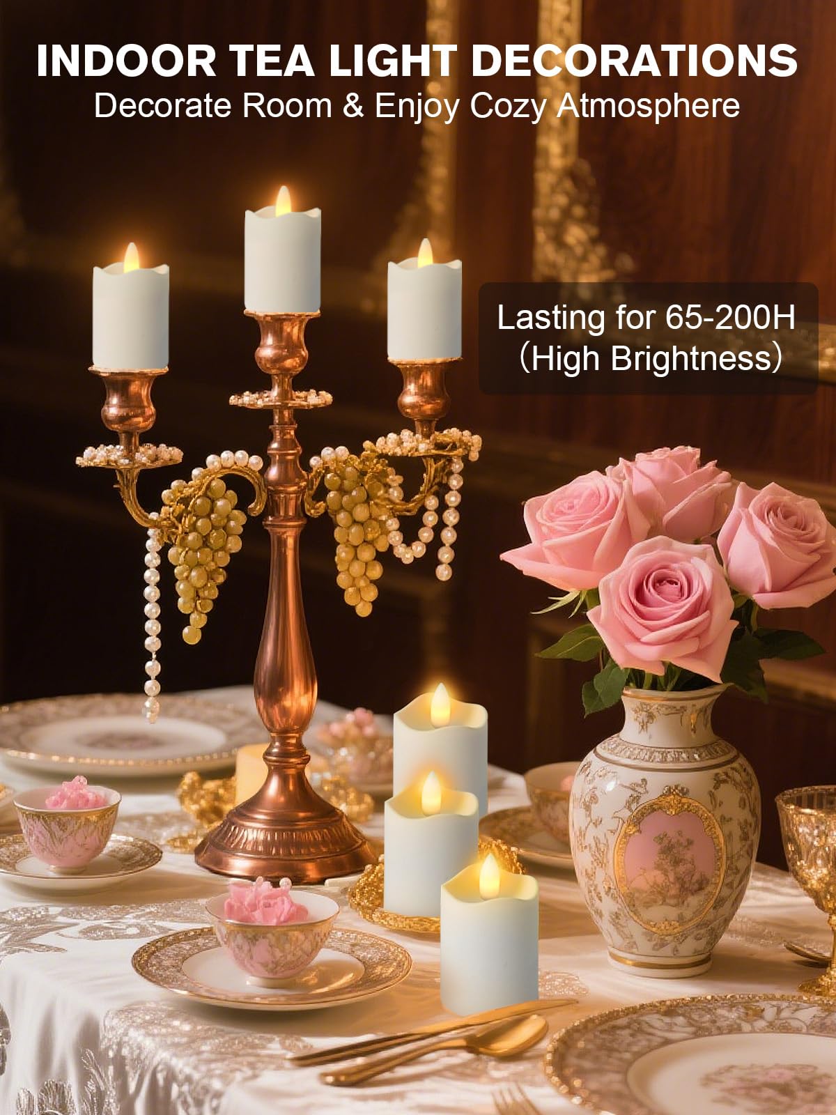 Candele da tè ricaricabili con timer remoto, candele LED senza fiamma da 5,1 x 5,3 cm, con base di ricarica USB, piccole candele votive, candele finte elettriche, per matrimoni, decorazione da