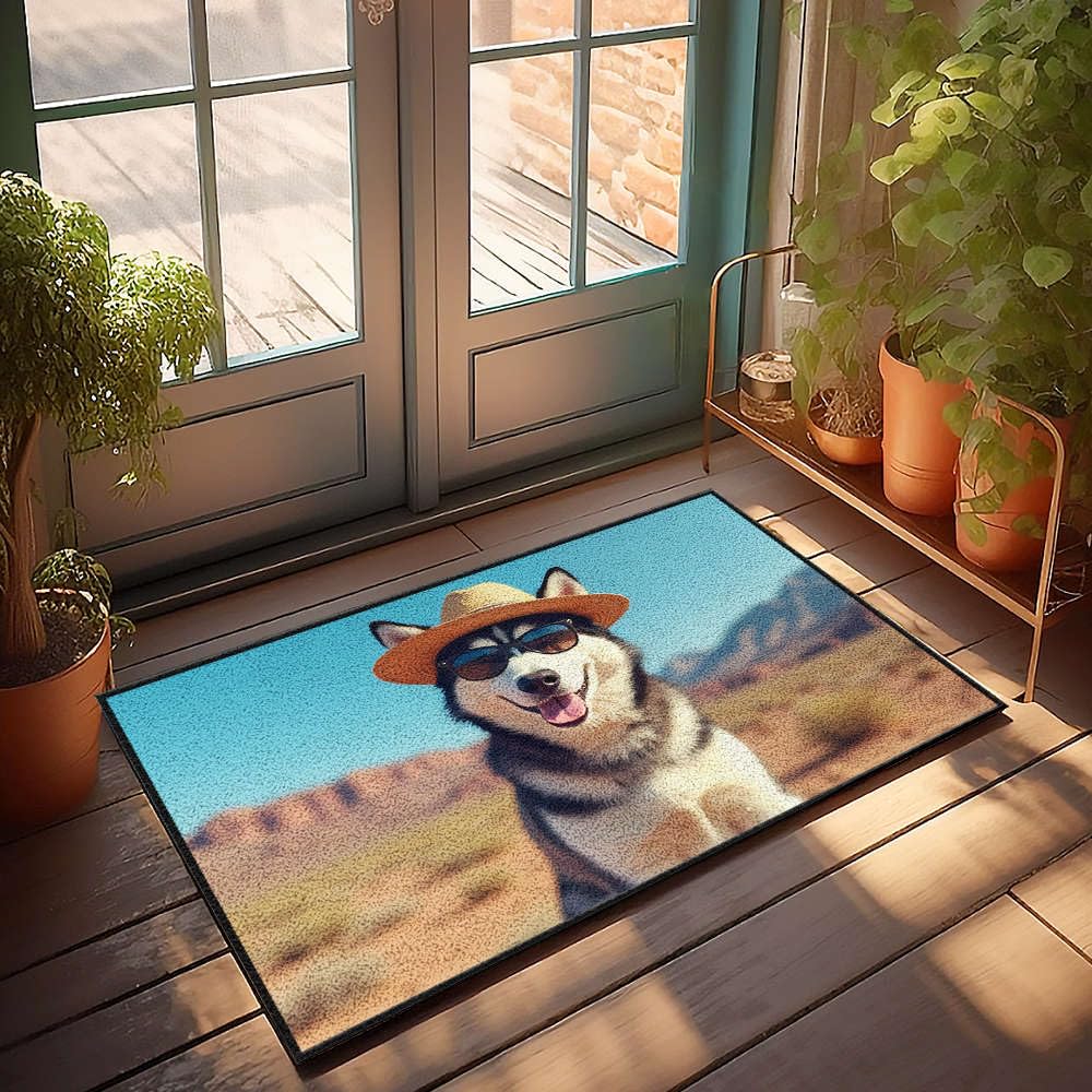 Paillasson Husky rigolo grand tapis extérieur design original