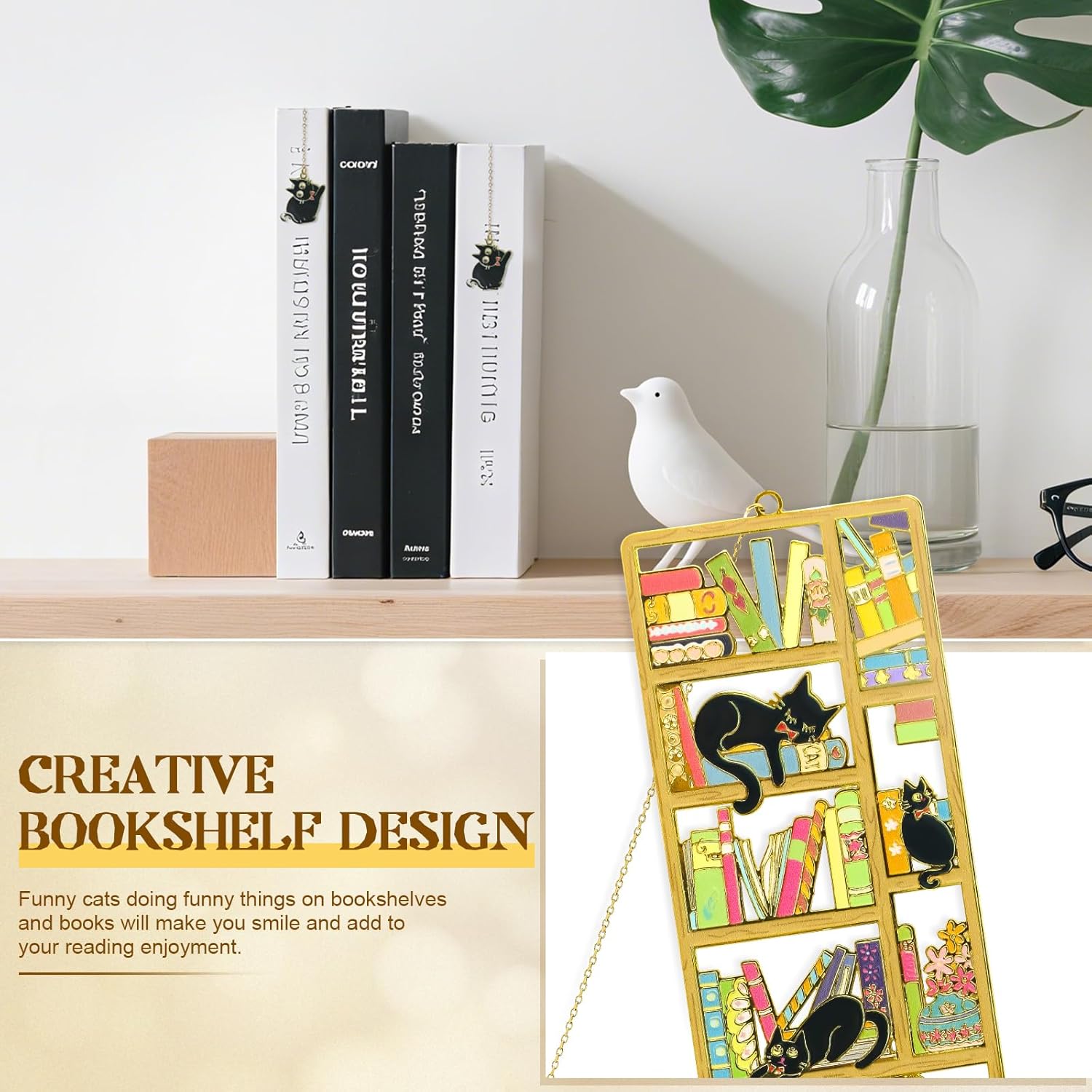 Black Cat Bookmark with Charm - Metal Book Markers for Cat Lovers, Comes with Storage Box | Lightweight, Durable Reading Accessories & Gift for Bookworms, Teachers, Readers - Image 7