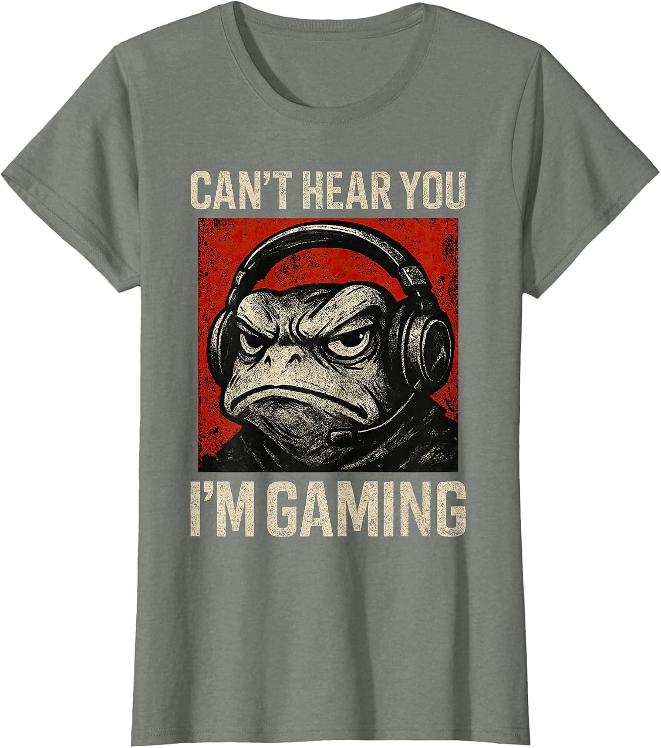 Cant Hear You I'm Gaming Funny Frog Gamer Graphic T-Shirt image 5