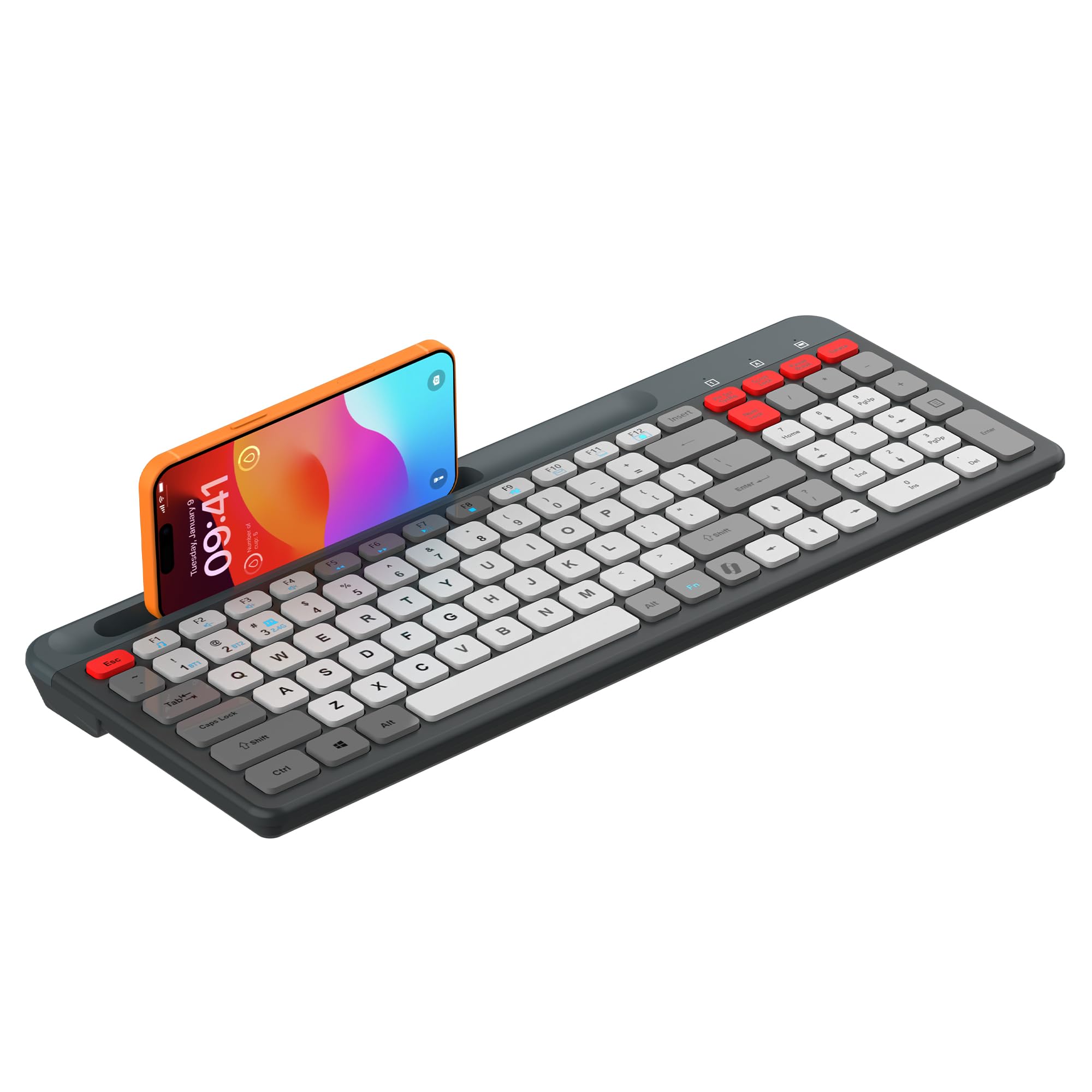 LAPCARE Readmii 2.4GHz Wireless & Bluetooth 5.1 Rechargeable Keyboard with AI Assistant Key, Type-C Charging, Multi-Device Connection (2 Devices), Full Size with Numpad, 10m Range (Multicolor)-image-29