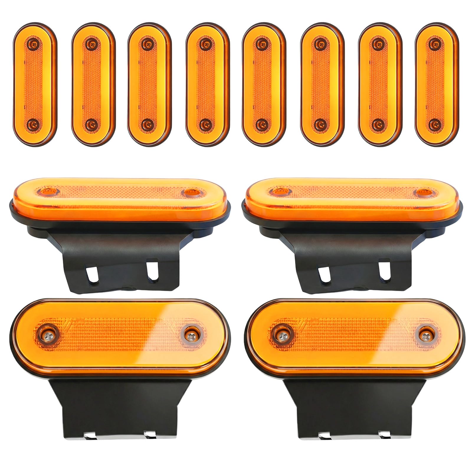 12 PCS Luce Laterale LED Ambra, Luci Laterali per Rimorchio,Luci di Ingombro 12V/24V per Camion, Rimorchio, Camper, Autocarro,Van Camper,Caravan,Lampade di Posizione Anteriore e Posterior