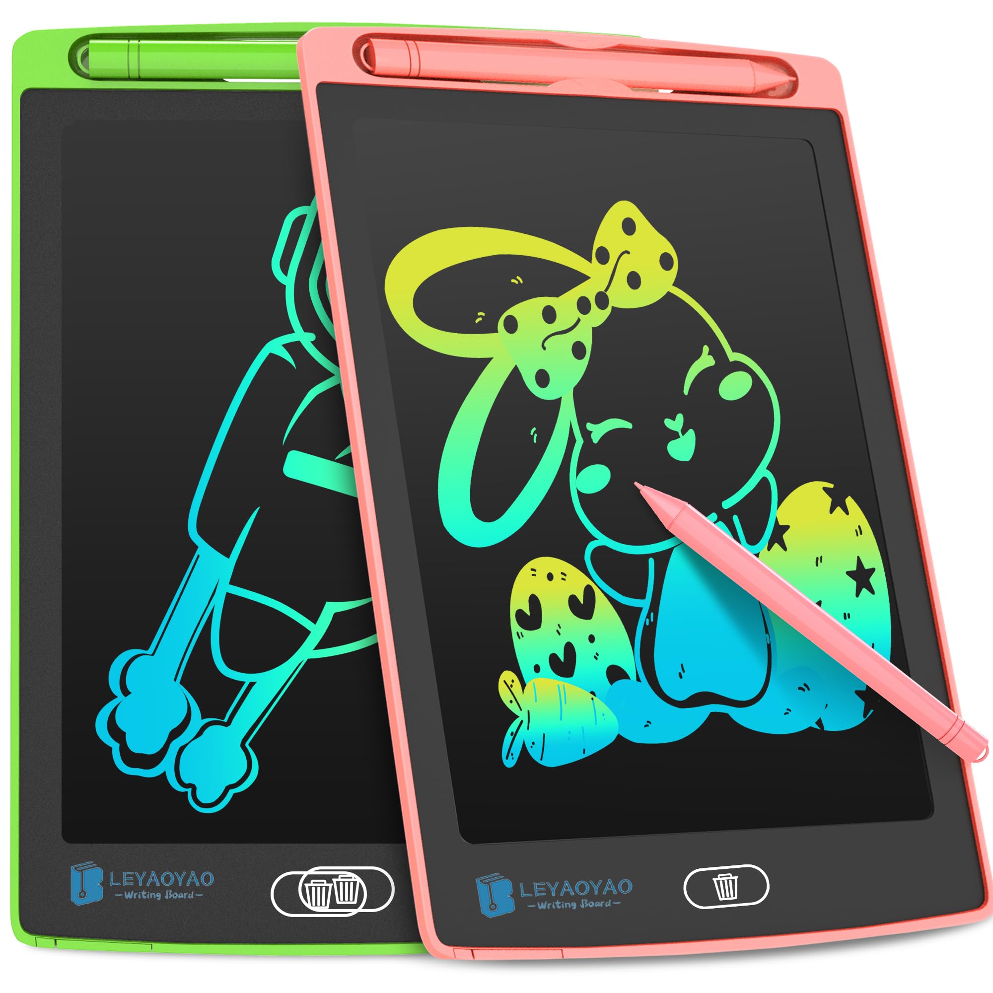 2 Pezzi Tavoletta Grafica Bambini da 8.5 Pollici, LEYAOYAO Lavagnetta Cancellabile Bambini, Regali di Compleanno e Natale per Ragazzo e Ragazza dai 3 agli 8 Ann (Verde+Rosa)