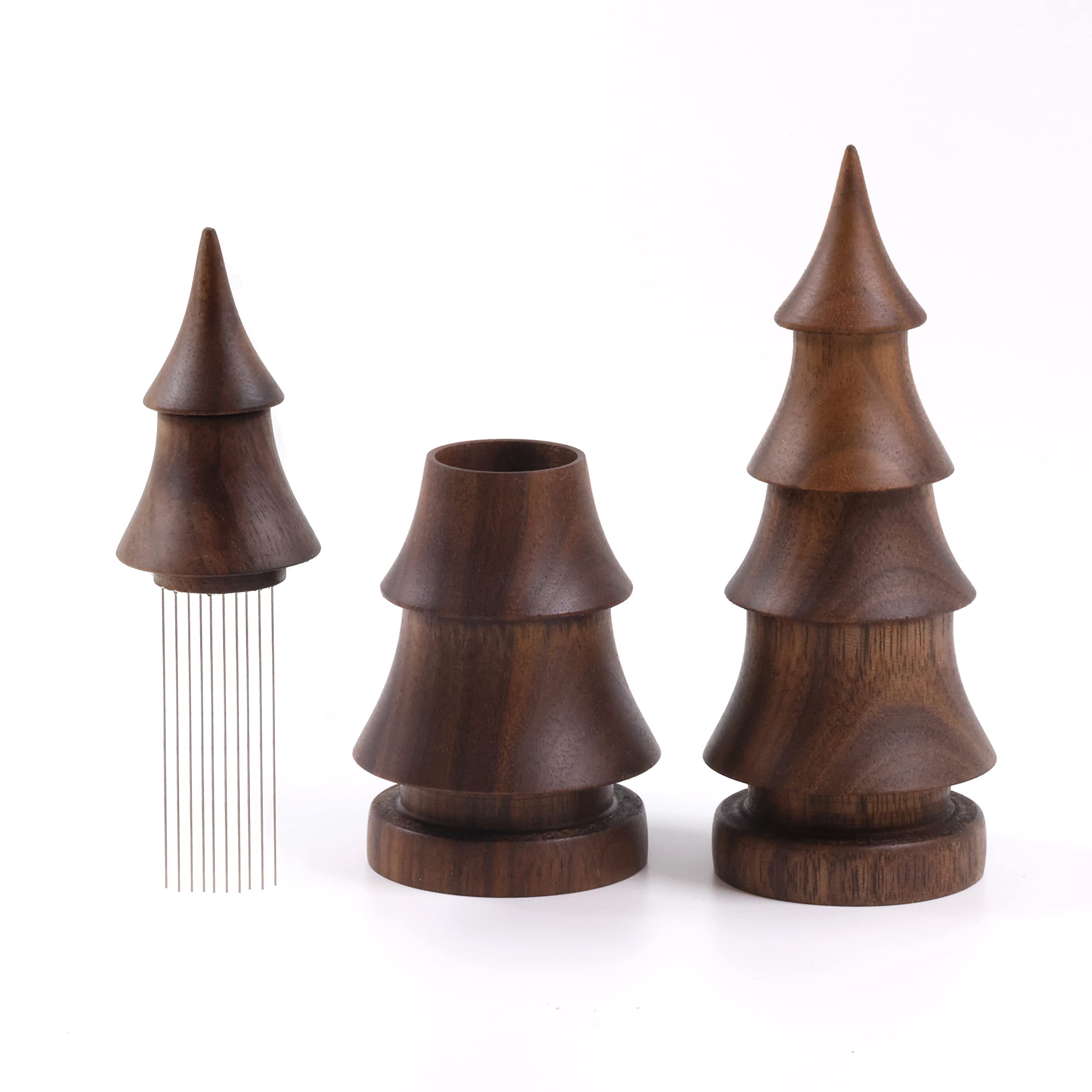 Handmade WDT Tool Christmas Tree with Walnut Stand & Sticker | 9 Needles 0.35mm - Christmas Sticker