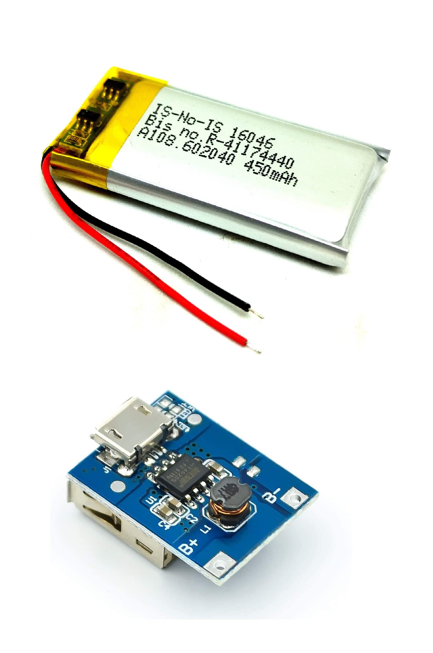 INVENTO 1Pcs 3.7V 450mAh 40x20x6mm Li-ion Lithium-ion Rechargeable Battery with 5V Step-Up Power Booster Module-image-25