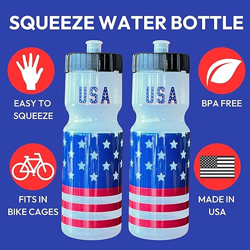 Miniatura 2 de 50 Strong Botella de agua deportiva para apretar, paquete de 2 unidades, 22 onzas, sin BPA, tapa de empujarjalar fácil de abrir, fabricada en