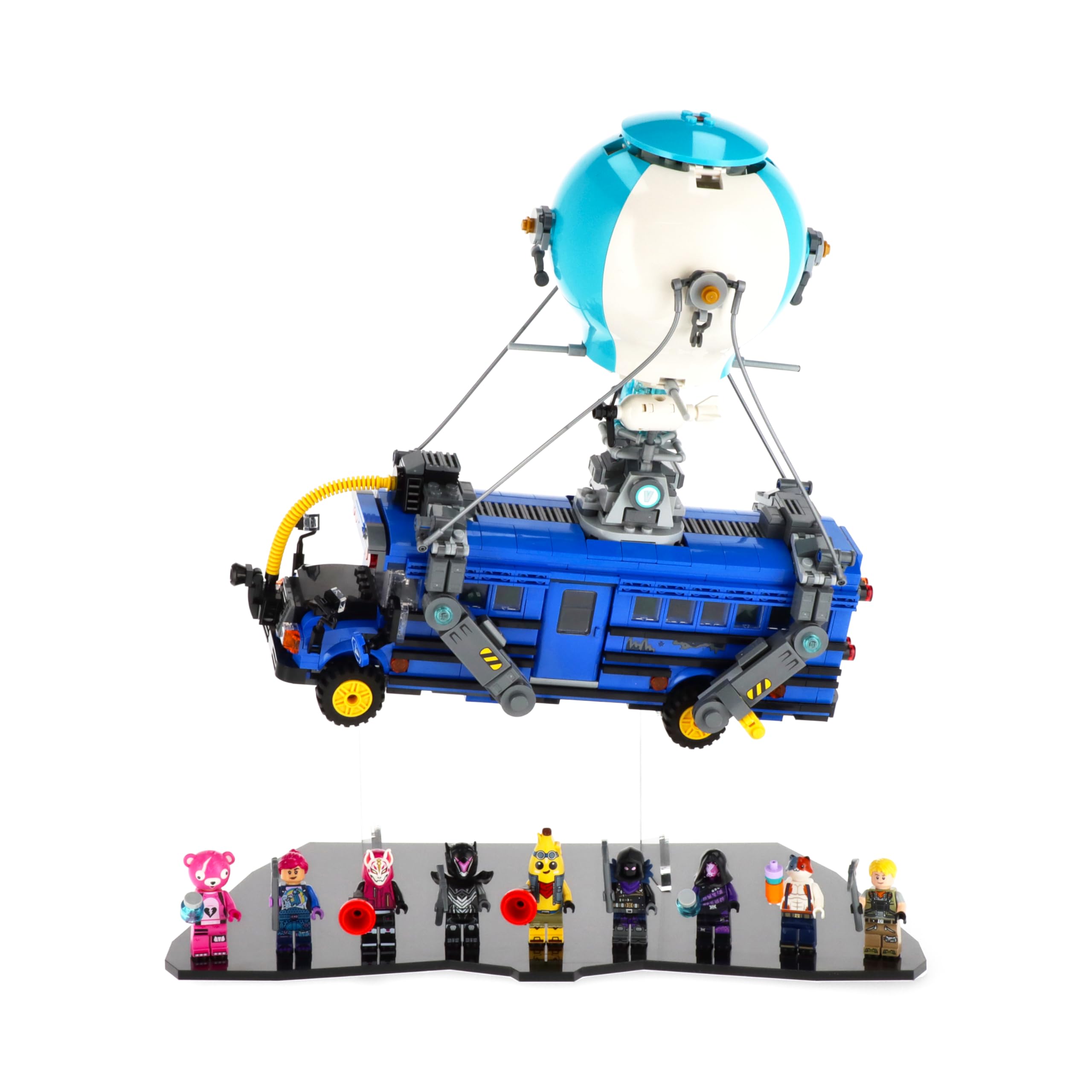 Plexico Clear, Black Uniquedisplay Display Stand For Lego Fortnite 77073 Battle Bus