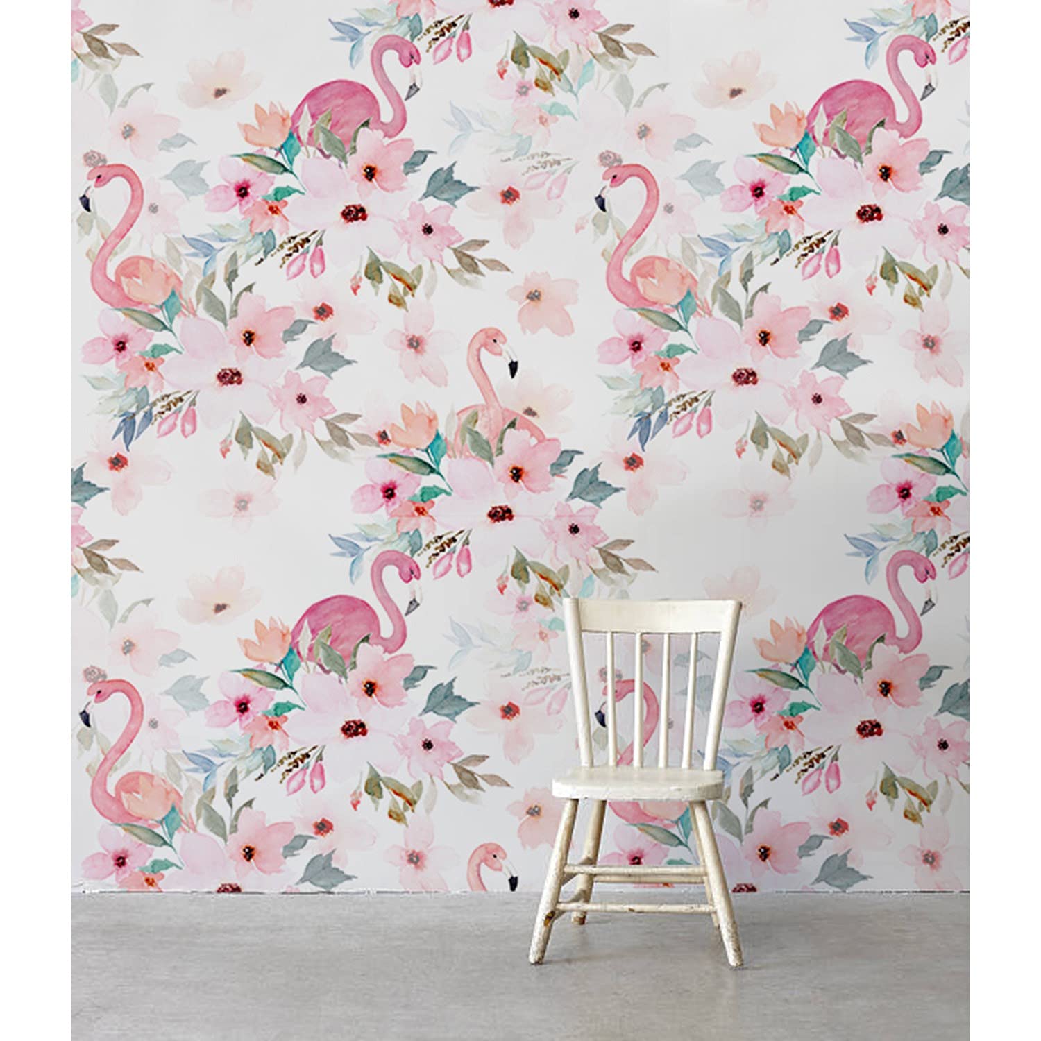 Mural Fleurs Flamingo Résumé floral Papier Peint Haut de Gamme 208x146 cm