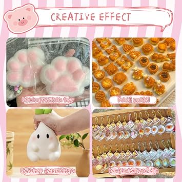 Anergoo Taba Squishy Making Kit - DIY Squishy Maker with 3 Paw Animal Silicone Molds, Liquid Gel & Flocking - Create Cute Squishies Adults 200g