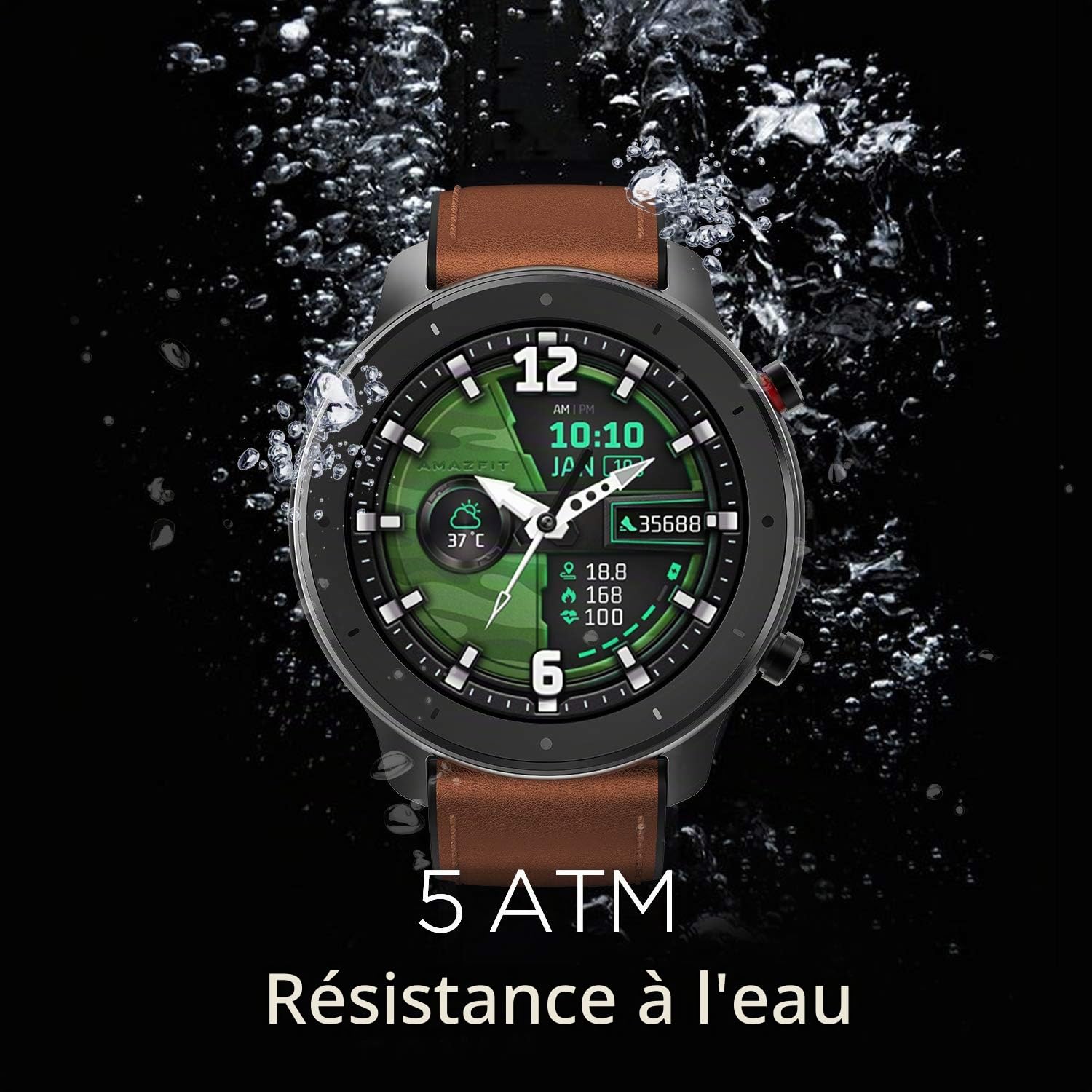 Amazfit GTR 47mm Montre Connectée Homme, 12 Jours d'autonomie, GPS, Tracker de Sommeil, Cardiofréquencemètre, 5 ATM Etanche, 12 Modes Sportifs(Aluminium )