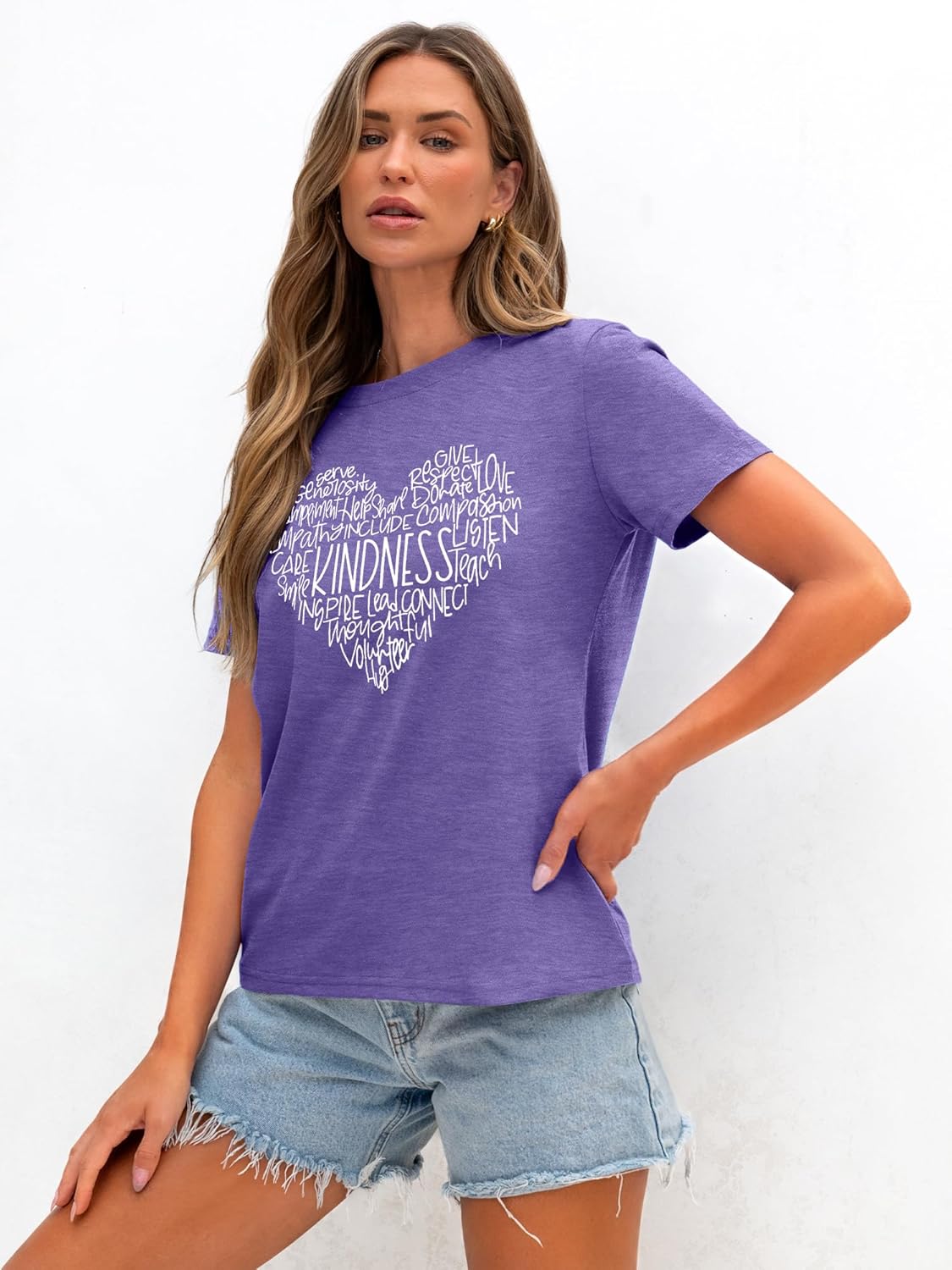 Anbech Womens Kindness Shirts Be Kind Teacher Graphic Tees Short Sleeve Love Tops - Image 5