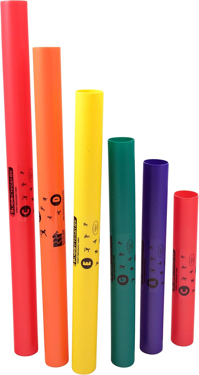 Boomwhackers BWPGOC6 6-Note Pentatonic Set Tuned Percussion Tubes W/Octavator Caps - C', D', E', G', A', C"