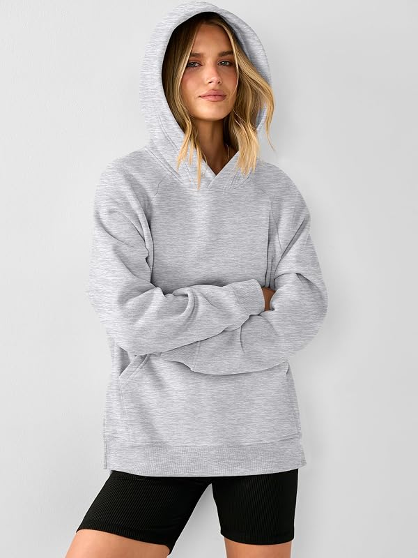 ANRABESS Womens Oversized Hoodies Slit Side Sweatshirts,Grey,M image 4