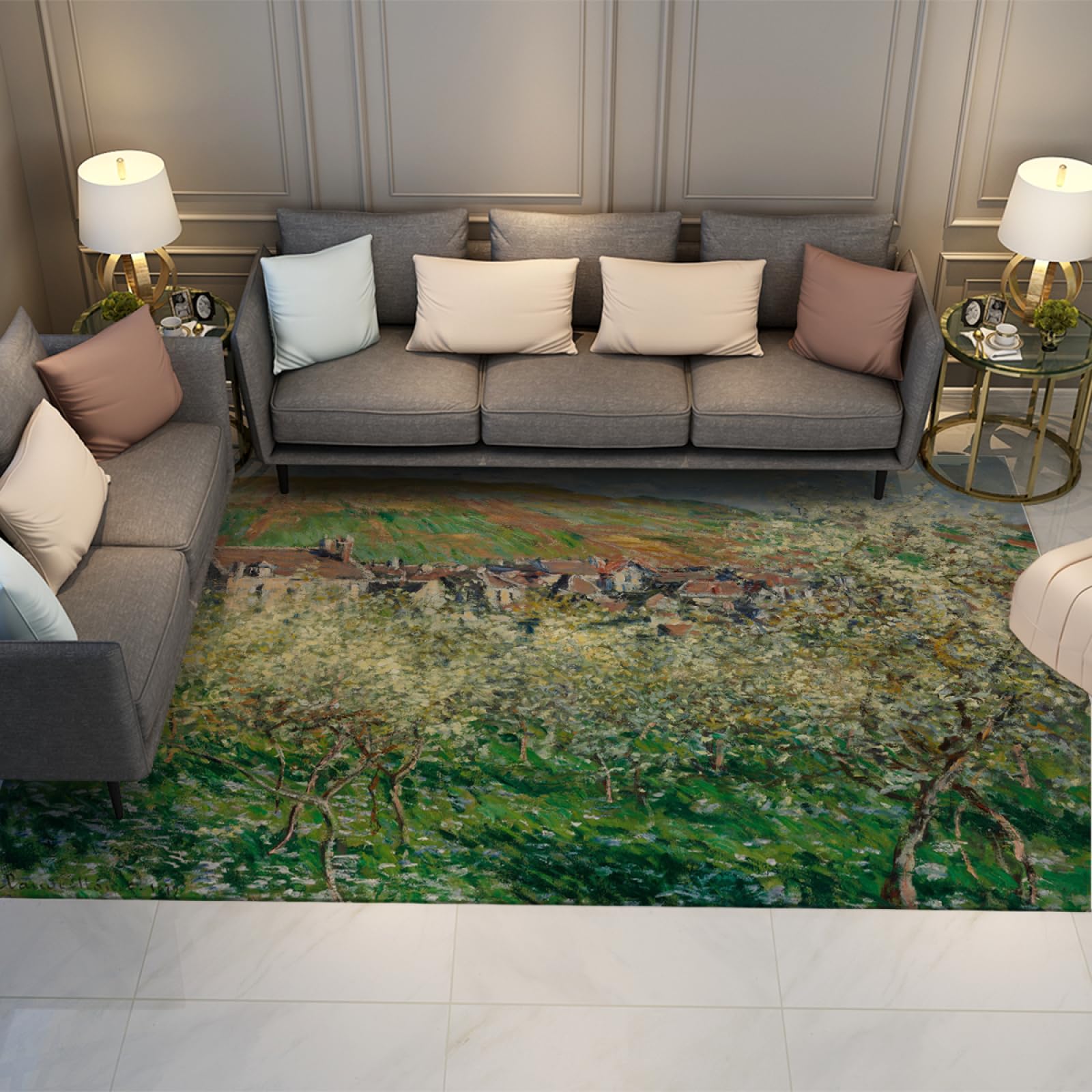 Tapis de cuisine antidérapants paysage de campagne lavable 90x150cm