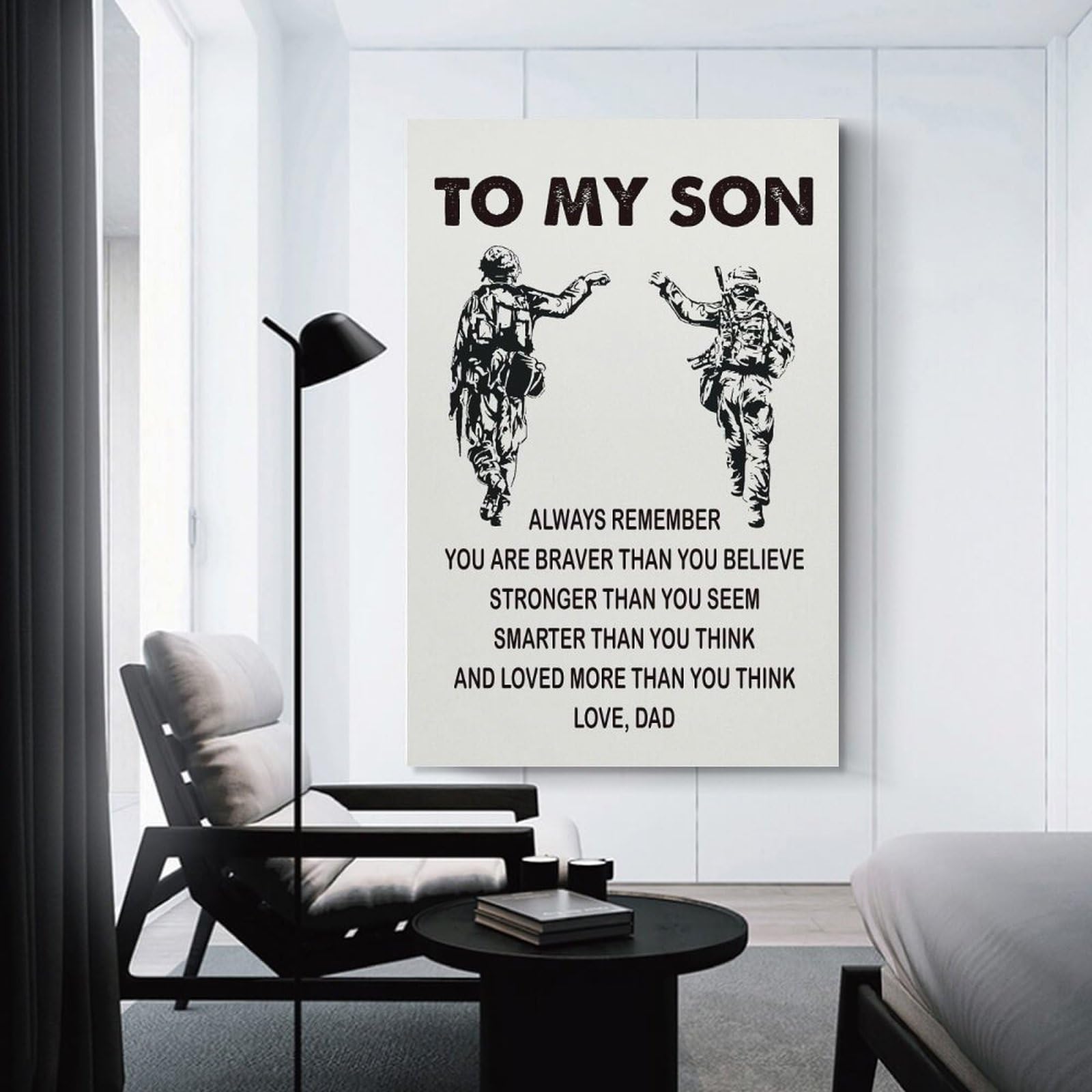 Junmoney To My SOn Love Dad Canvas Wall Decor 24x36inch(60x90cm), for Workspace Walls, Study Corners Or Bedrooms, Decorative Artwork for Productive Spaces