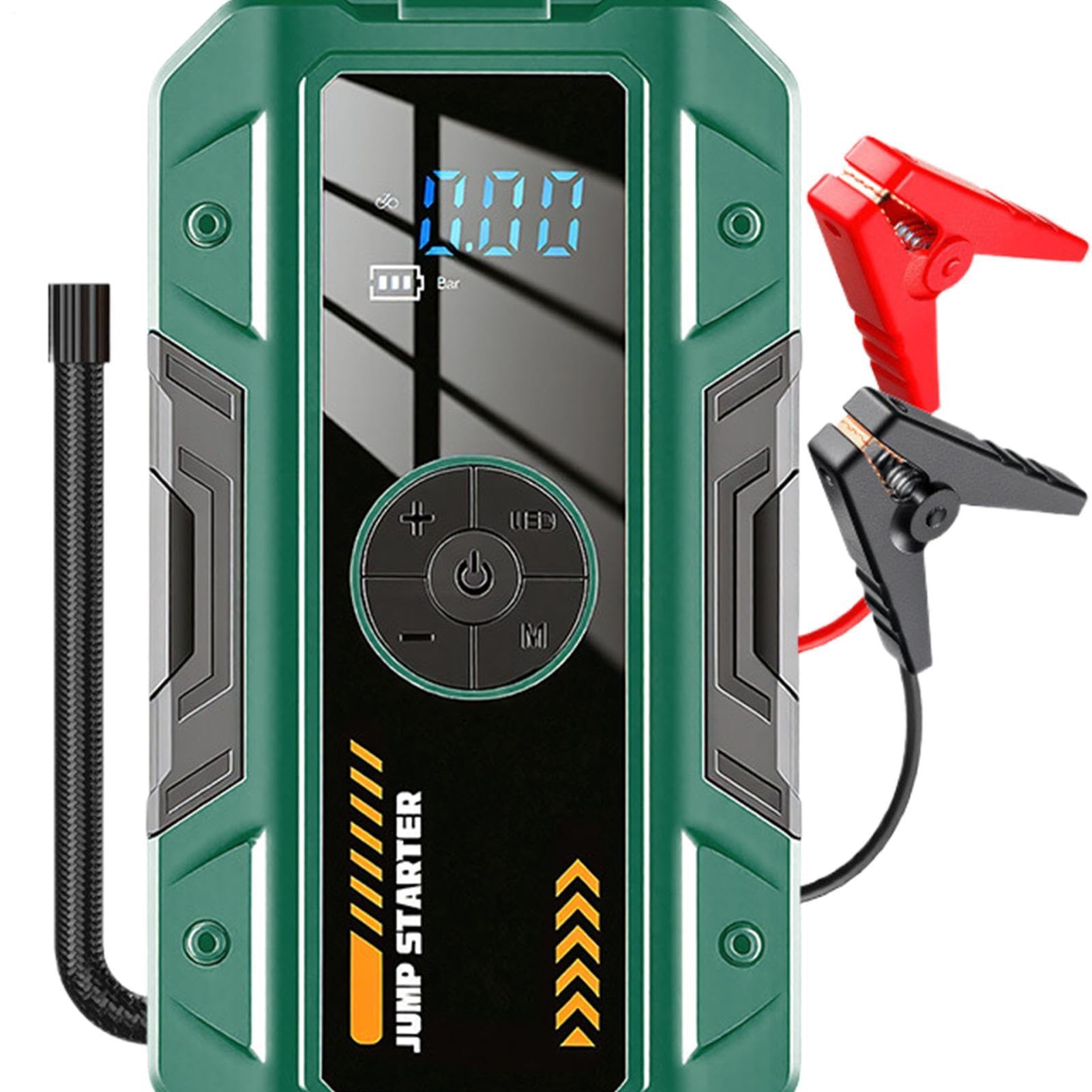 Pompa ad aria | con luce ricaricabile | Avviatore di emergenza con compressore d'aria – per veicoli automobilistici bici pneumatici palla viaggio viaggio viaggio campeggio escursionismo arrampicata