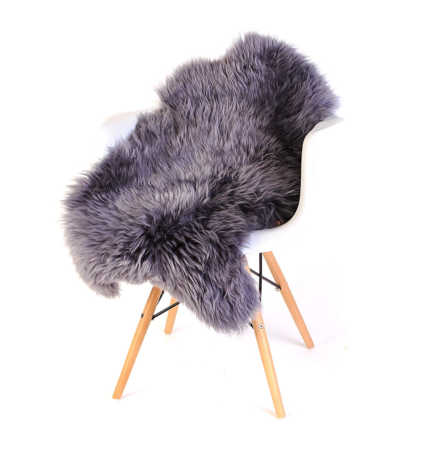 ESTRO Alfombra De Piel Genuina De Oveja para Habitación para Dormitorio ESZ (Gris Corto, 110 cm)