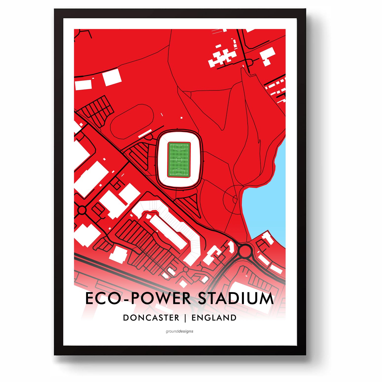 GroundDesigns DONCASTER ROVERS Football Gift ECO-POWER STADIUM Art Map Unframed A3 Print DRFC