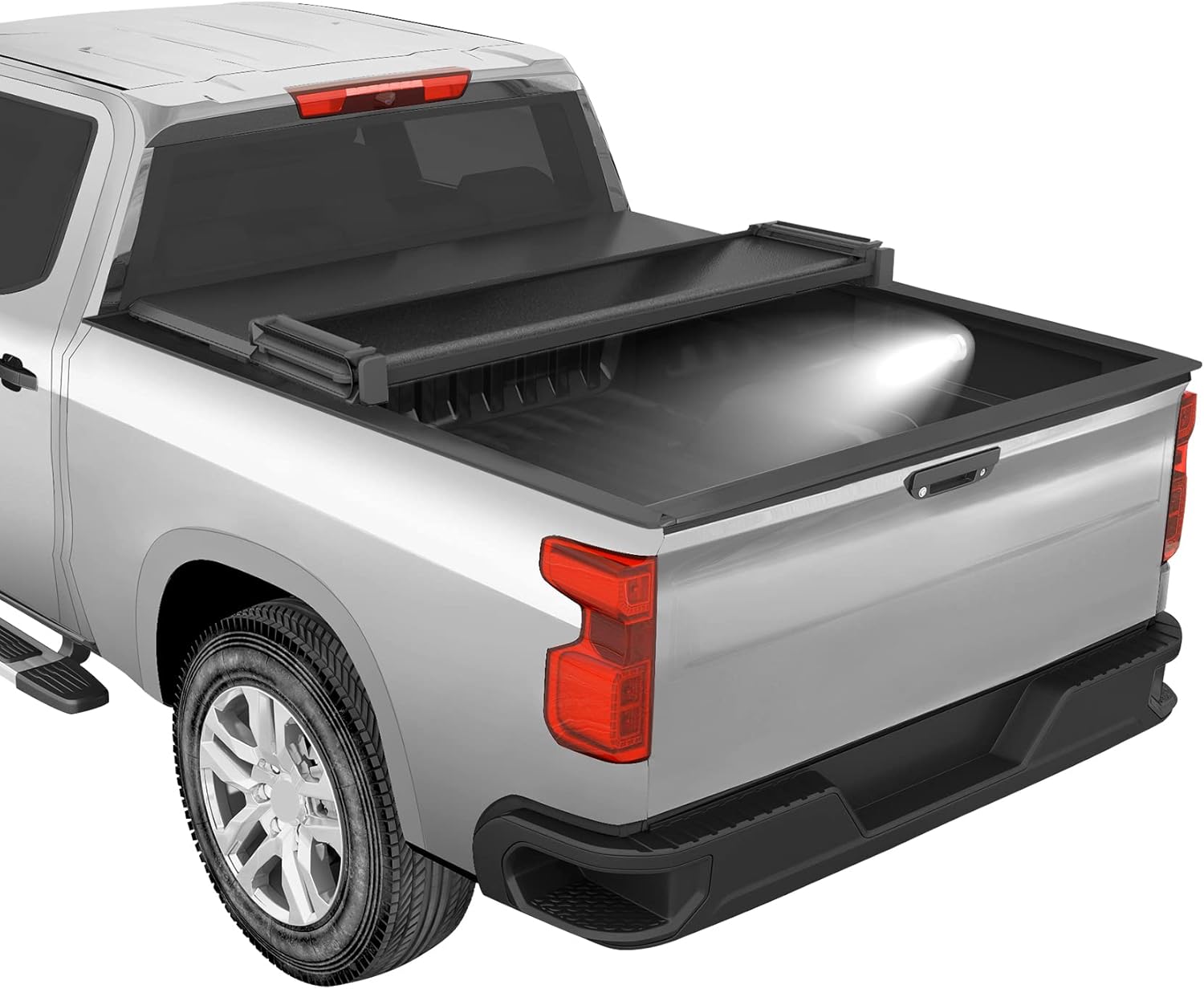 CARMOCAR Soft 4 Fold Truck Tonneau Covers 2014-2019 Replacement for Chevy Silverado GMC Sierra 1500 2015-2018 Replacement for Silverado Sierra 2500 3500 HD 6.5FT Bed Fleetside