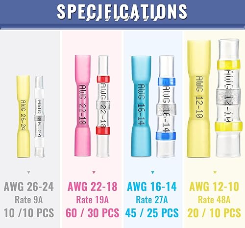 Miniatura 2 de Sopoby - Juego de conectores termorretráctiles para cable, sellado de soldadura y conectores eléctricos, terminales de cable, surtidos,