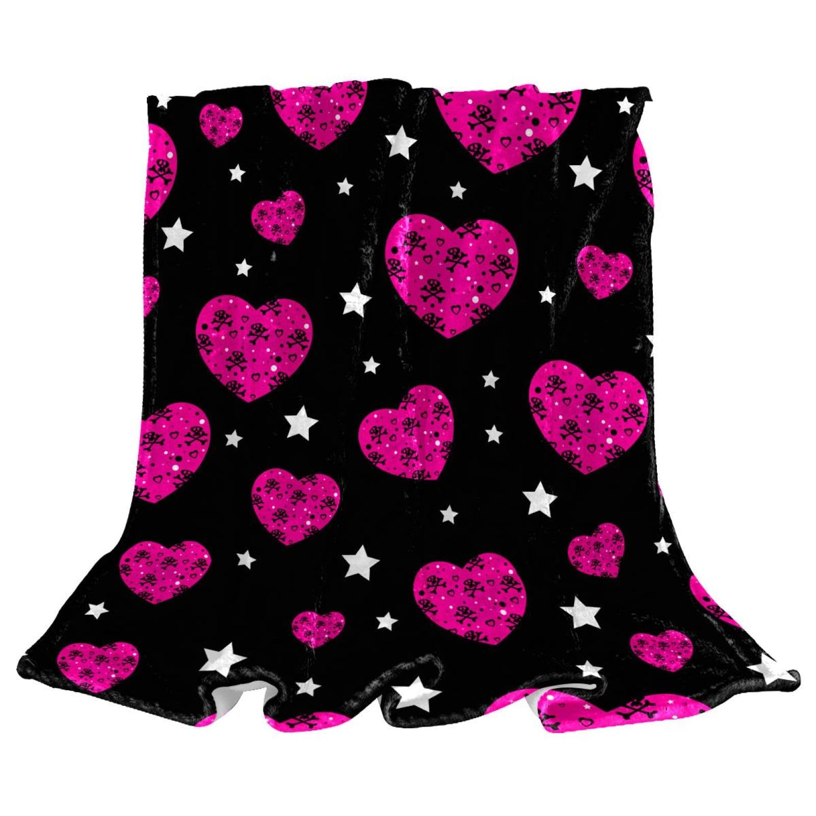 Couverture polaire étoiles roses plaid anti-froid doux pour lits et divans