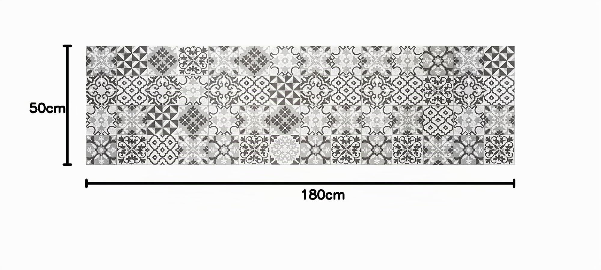 CREARREDA Teppich Läufer - Küchenläufer 180x50 cm graue Fliesen Vinyl rutschfest und waschbar Küchenläufer aus Vinyl, 100% Made in Italy Tepiche für Wohnzimmer, Küche