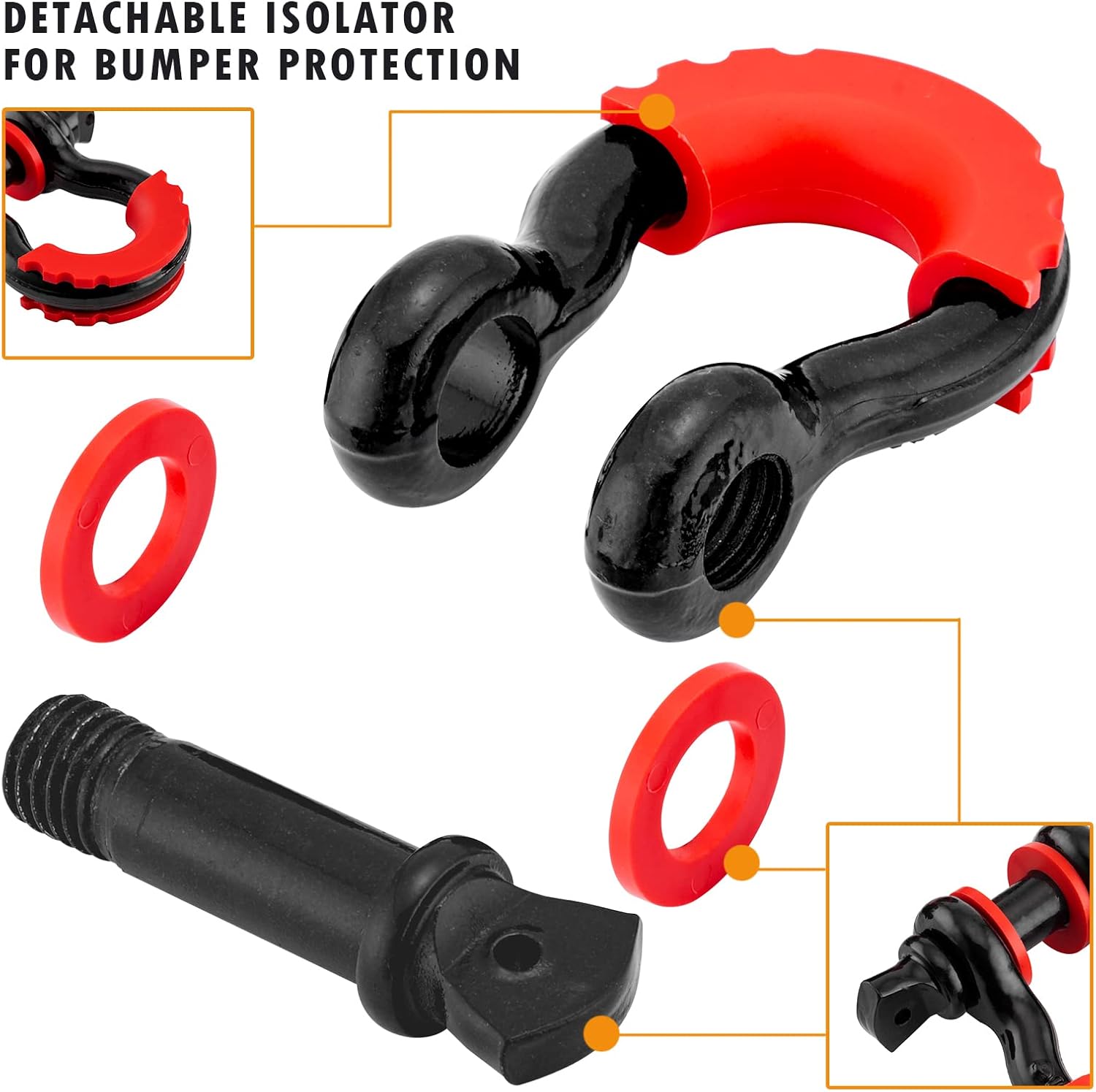 WeiSen 2PCS Front Tow Hook Shackle Mount Kit & D Ring Shackle Brackets w/ 3/4inch Compatible with Toyota Tacoma 2009-2023 (Black)