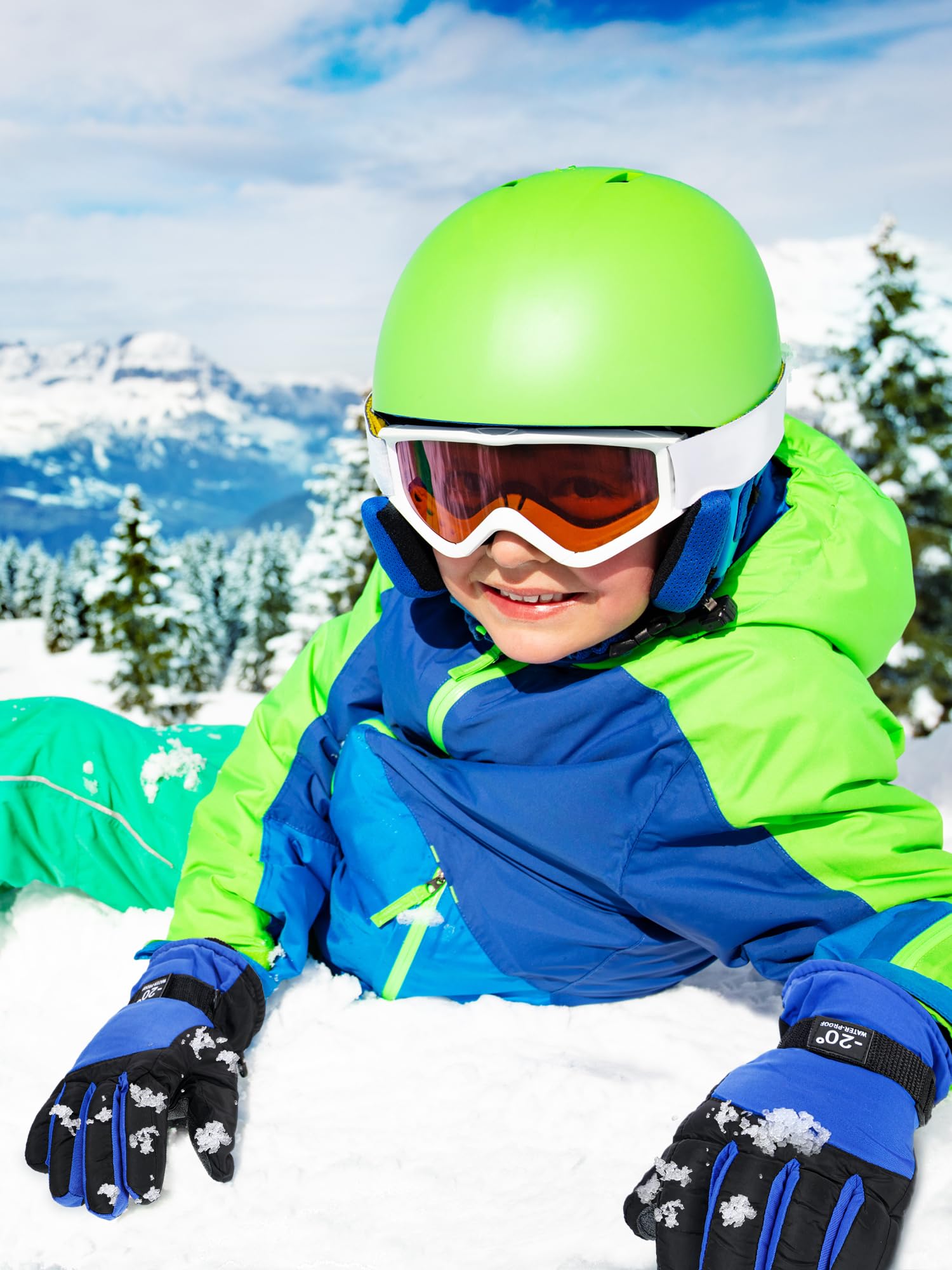Bencailor 6 Paar Kinder-Winterhandschuhe, wasserdicht, Schneeskihandschuhe, winddicht, warme Kinder-Schneehandschuhe für Kinder