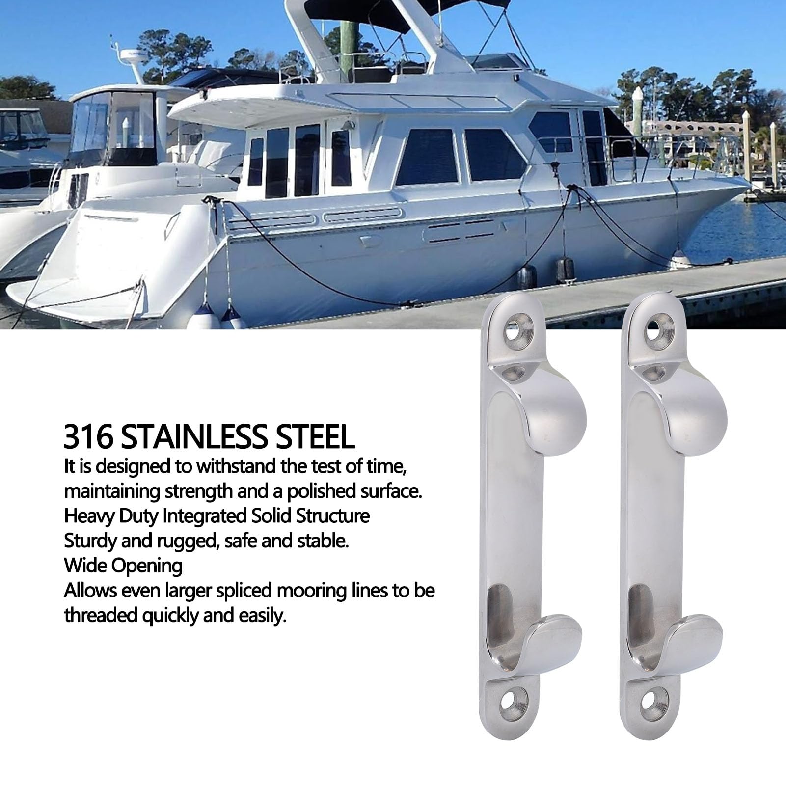 2 pezzi passacavo dritto per prua, 12,7 cm, resistente, in acciaio inox 316, per barche, per pontile, con lucidatura a specchio, bordi arrotondati e lisci, per yacht e barche a
