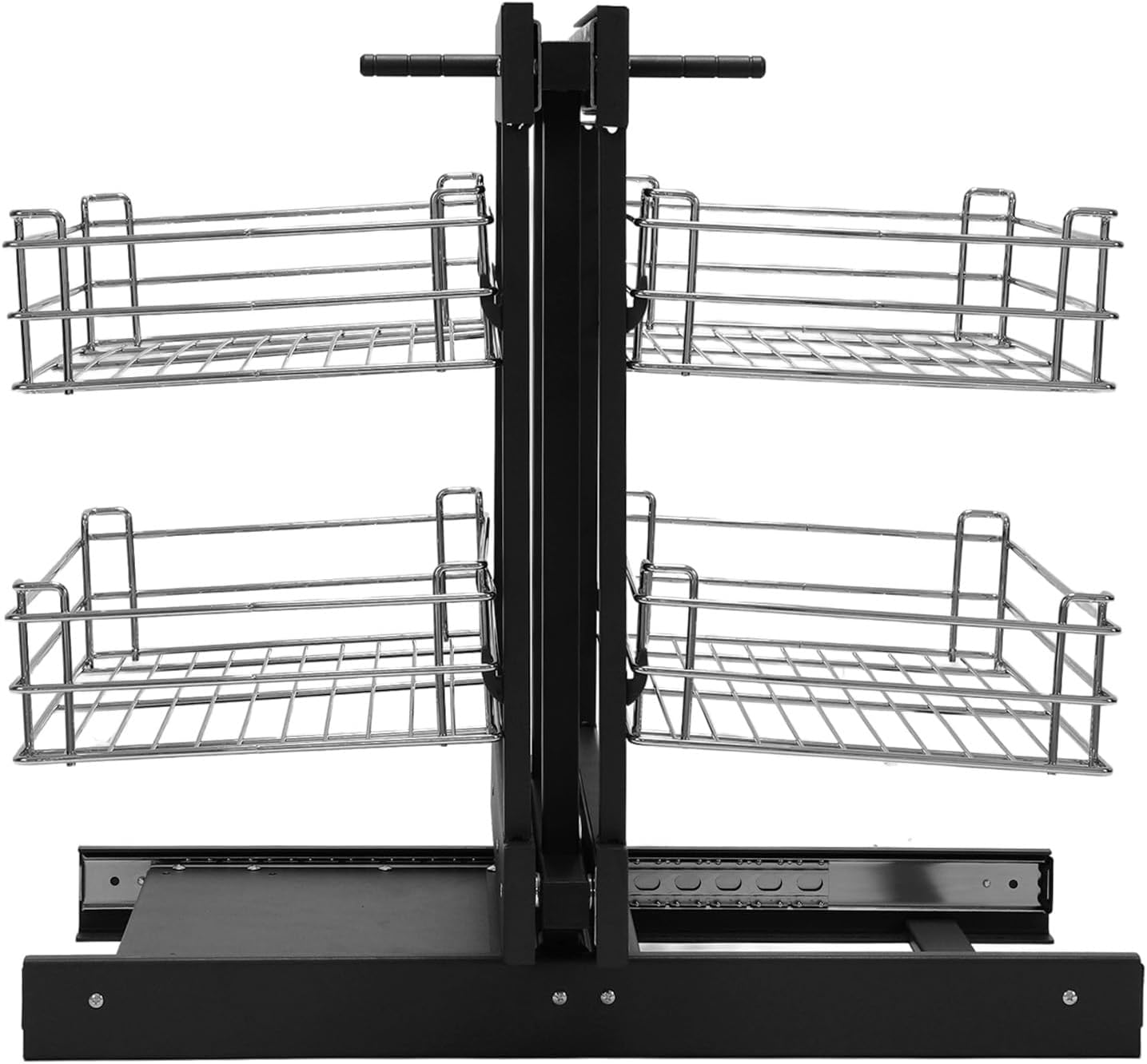 Corner Pull-Out Basket Widen Cabinet Organizer Double-Layer Bowls Storage Shelf (A)