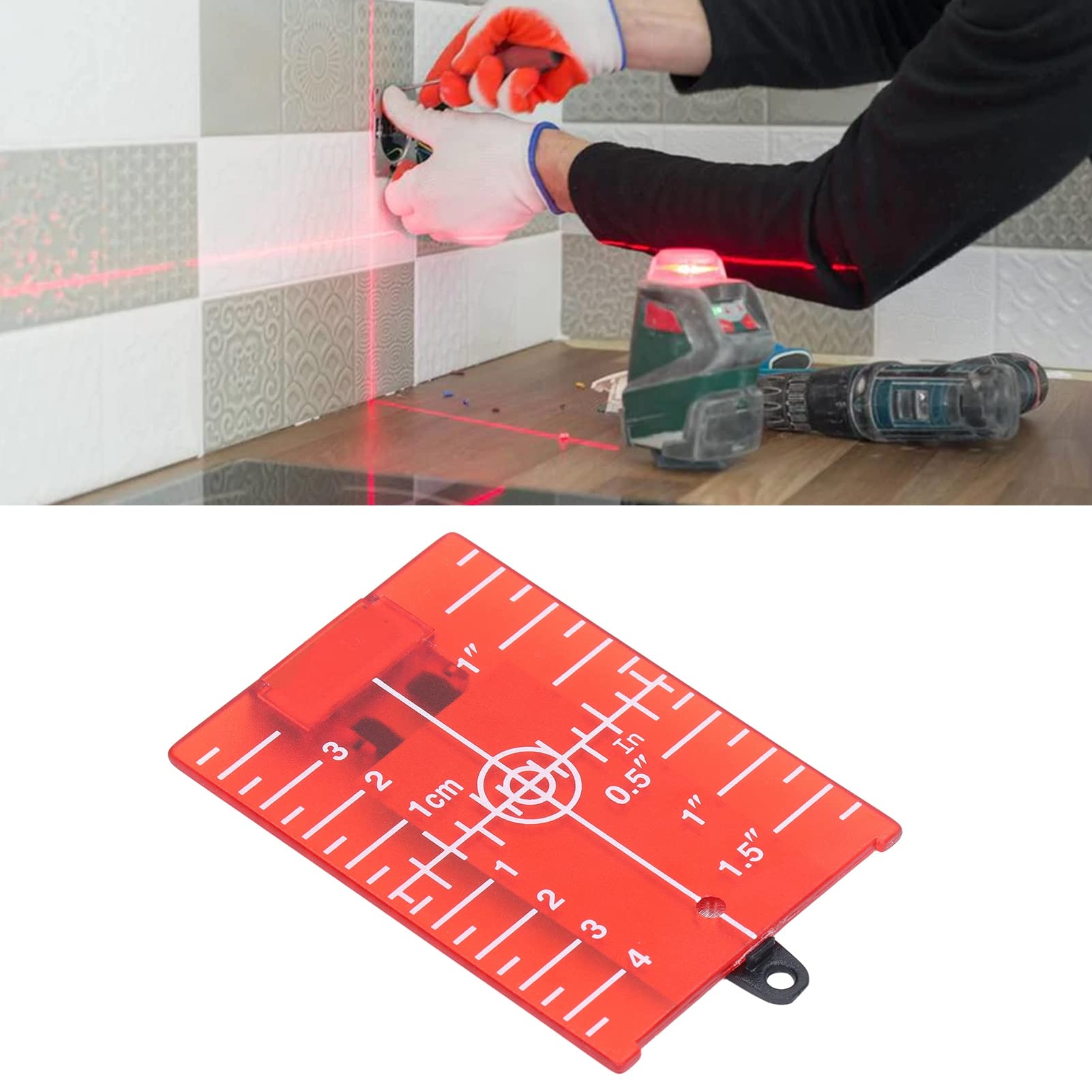 Hyuduo Professional Target Card – ABS Magnetic Floor Target Plate With Inch/Metric Scale, 105x75mm Green, For Laser Alignment & Leveling