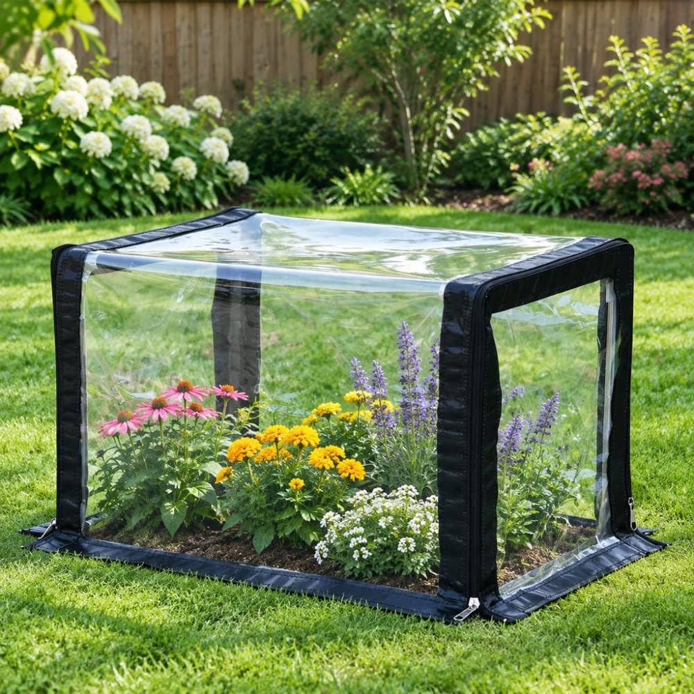Anzuchthaube für Terrasse, Faltbarer Pflanzenschutz 60x40cm PVC