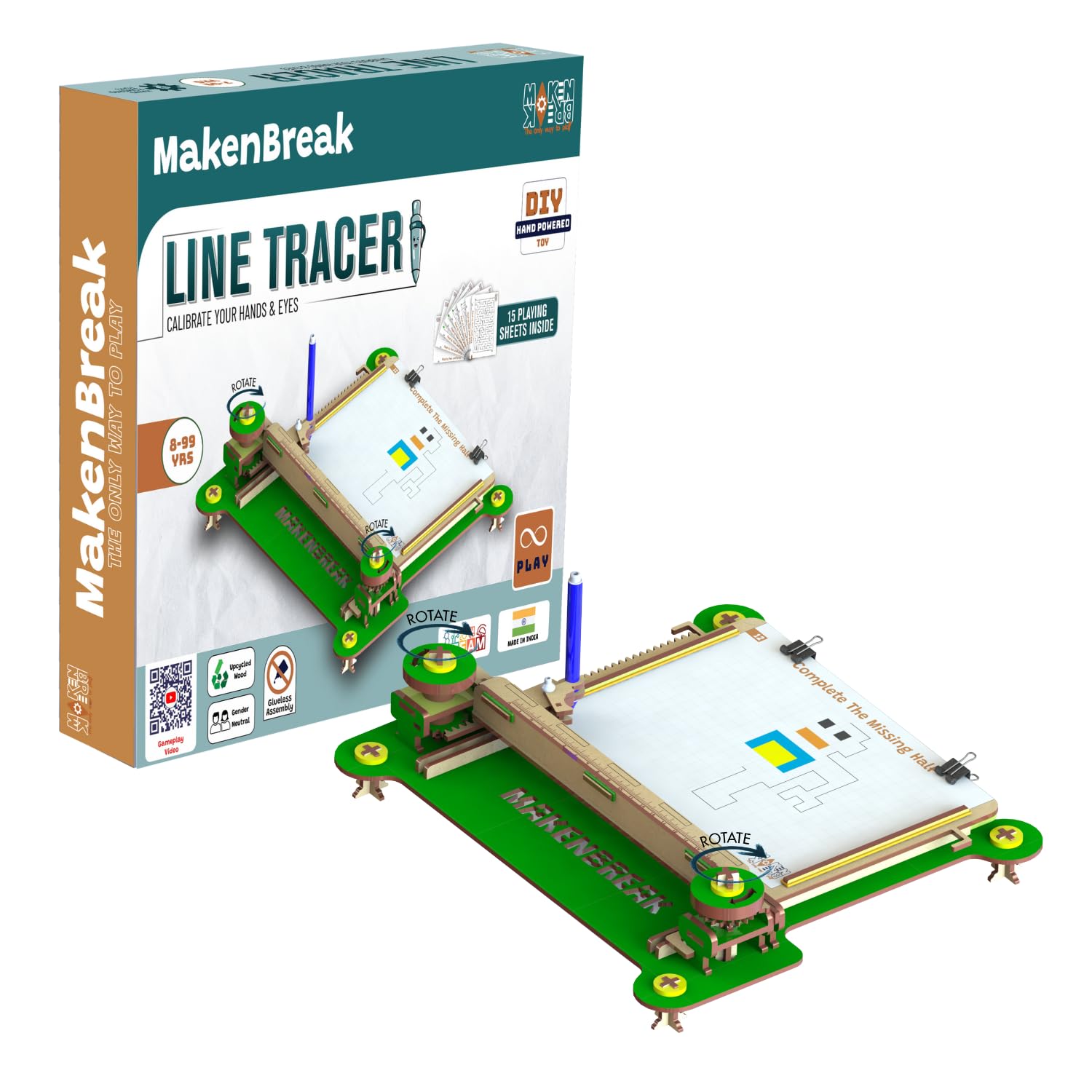 MakenBreak Line Tracer|DIY STEM/STEAM Hand Powered Toys for Kids 8-9-10-11-12 years, XY Maze Sketching Educational Building Kit, Best Birthday Gift for Engineering & Interactive Learning|Made in India (B0CRJQ12HR) Amazon Price History, Amazon Price Tracker