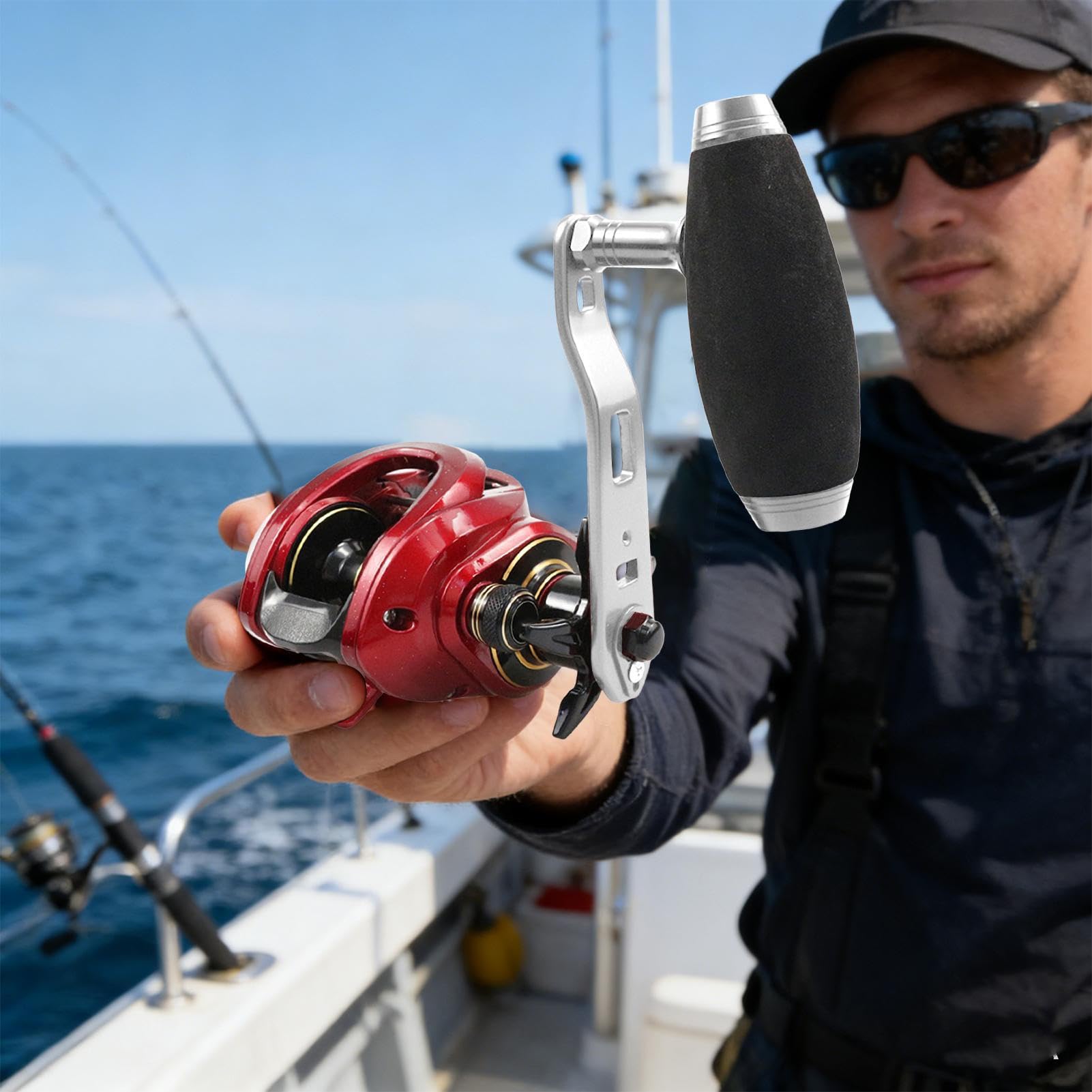 Poignée de rechange pour moulinet de | pour bobine en T pour trou 8 x 5 mm,Convient pour la chasse aux poissons dans l'eau et salée dans les lacs