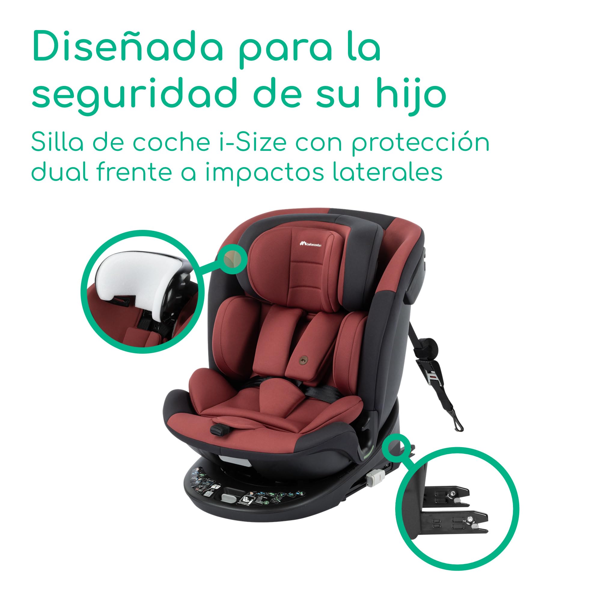 Bebeconfort RevolveFix 360 i-Size Girevole 360, Seggiolino Auto 0-36 Kg, 0-12 anni, ISOFIX con Top Tether, Seggiolino Reclinabile 6 Posizioni, 12 Posizioni Poggiatesta, Tessuti Traspiranti, Dual Red