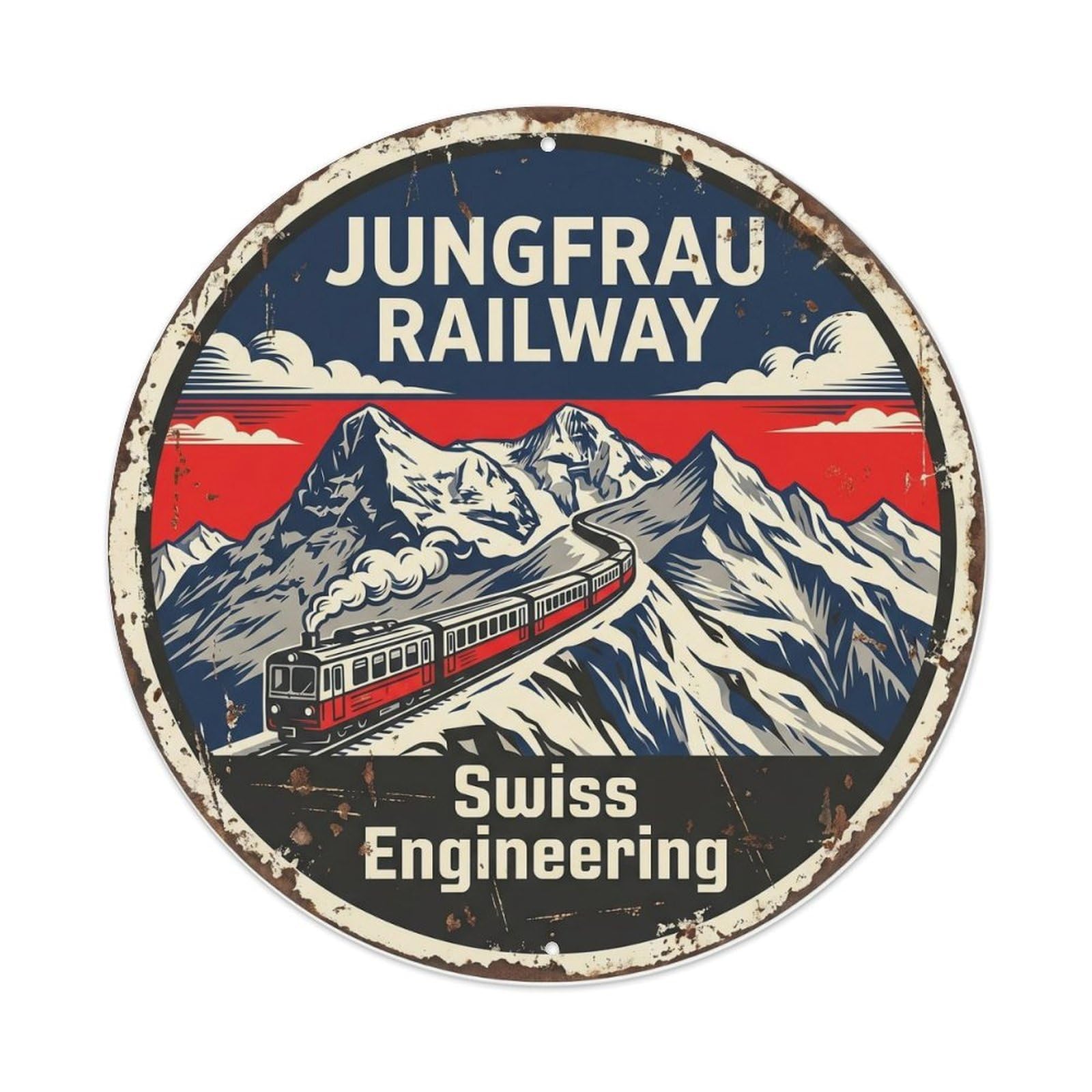Vintage Travel Mountain Railway Switzerland Adventure Metal Tin Sign