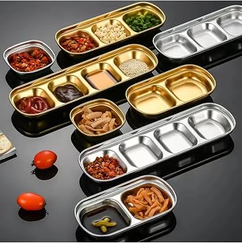 Paslanmaz Çelik Metal Gümüş Renk Barbekü Sos Tabağı, 8x8x2,5 cm, 4 Adet Set