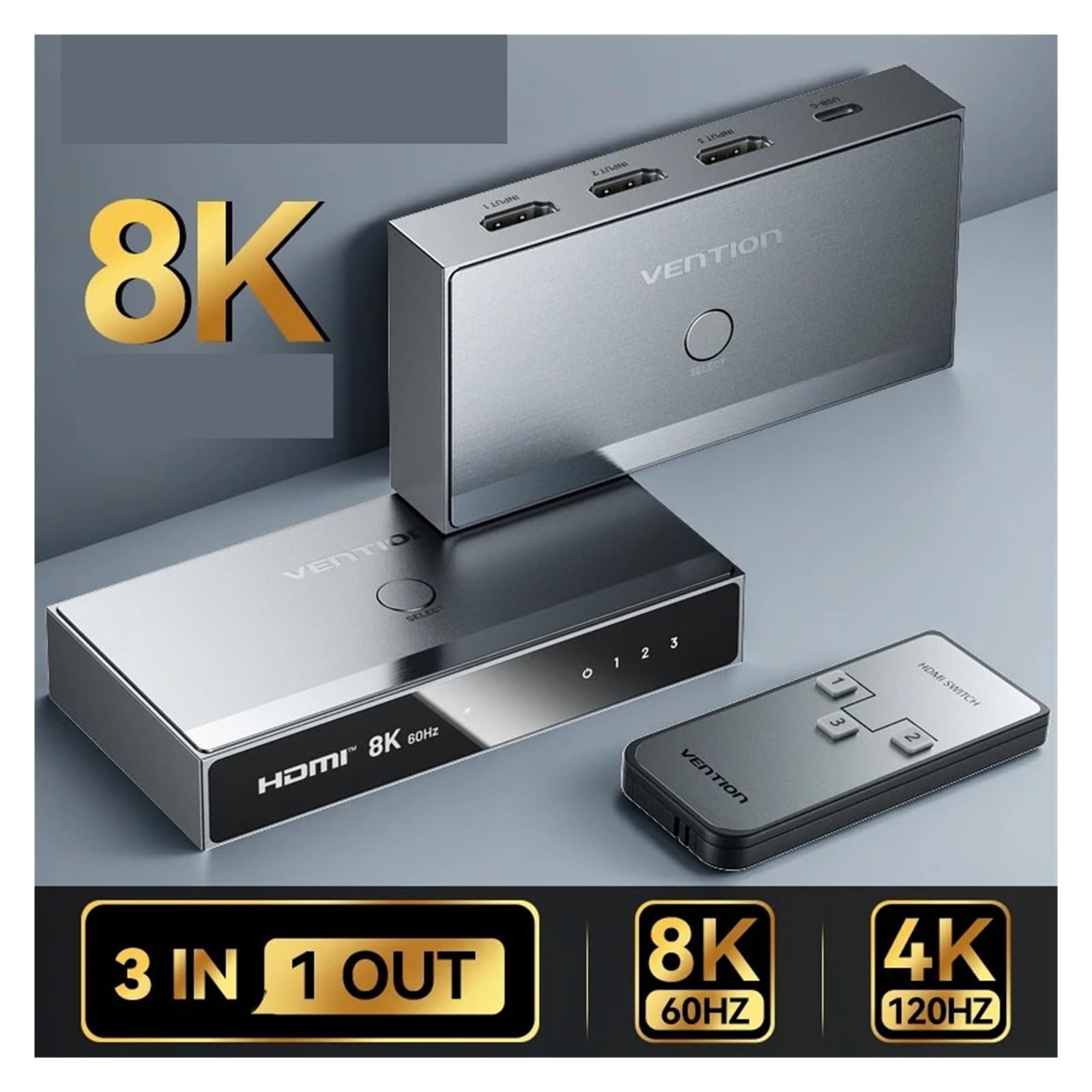 2.1 Splitter Switch 8K 60Hz 4K120Hz 3 in out for TV Set Top compatibile MonitorSwitcher(4K 5 in 1)