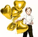 AMFIN® (Pack of 10) 18 Inch Heart Shaped Balloons - Gold Foil Heart Balloons for Decoration gallery image