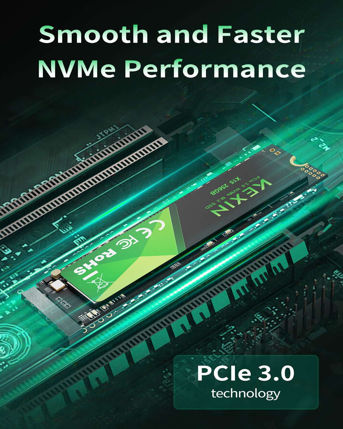 KEXIN SSD Interno 256GB M.2 NVMe PCIe 3.0 Fino A 2800MB/s – 5x Più Veloce Dei SATA, Per PC E Laptop