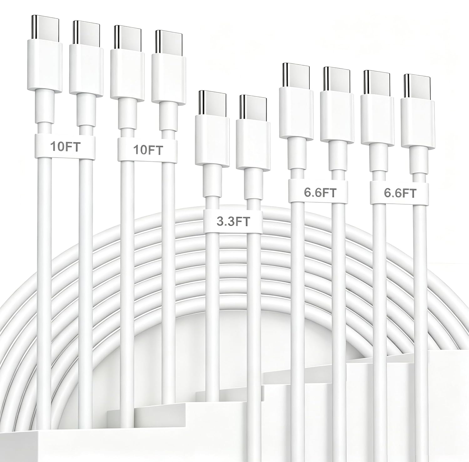 USB C to USB C Cable 5-Pack, Type C Cord | for iPad, iPhone 17 16 15 Pro Max, Galaxy S25/S24 USBC to USBC Cable[16.4/16.4/8.2/8.2/3.3FT]