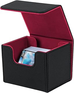 Mcbazel Card Deck Box Magnet Card Deck Case Horizontal Card Holder Cases for MTG Cards, Gaming Cards, Trading Card, Sports Cards, Large Size Card Storage Box for up to 100+ Cards - Black&Red