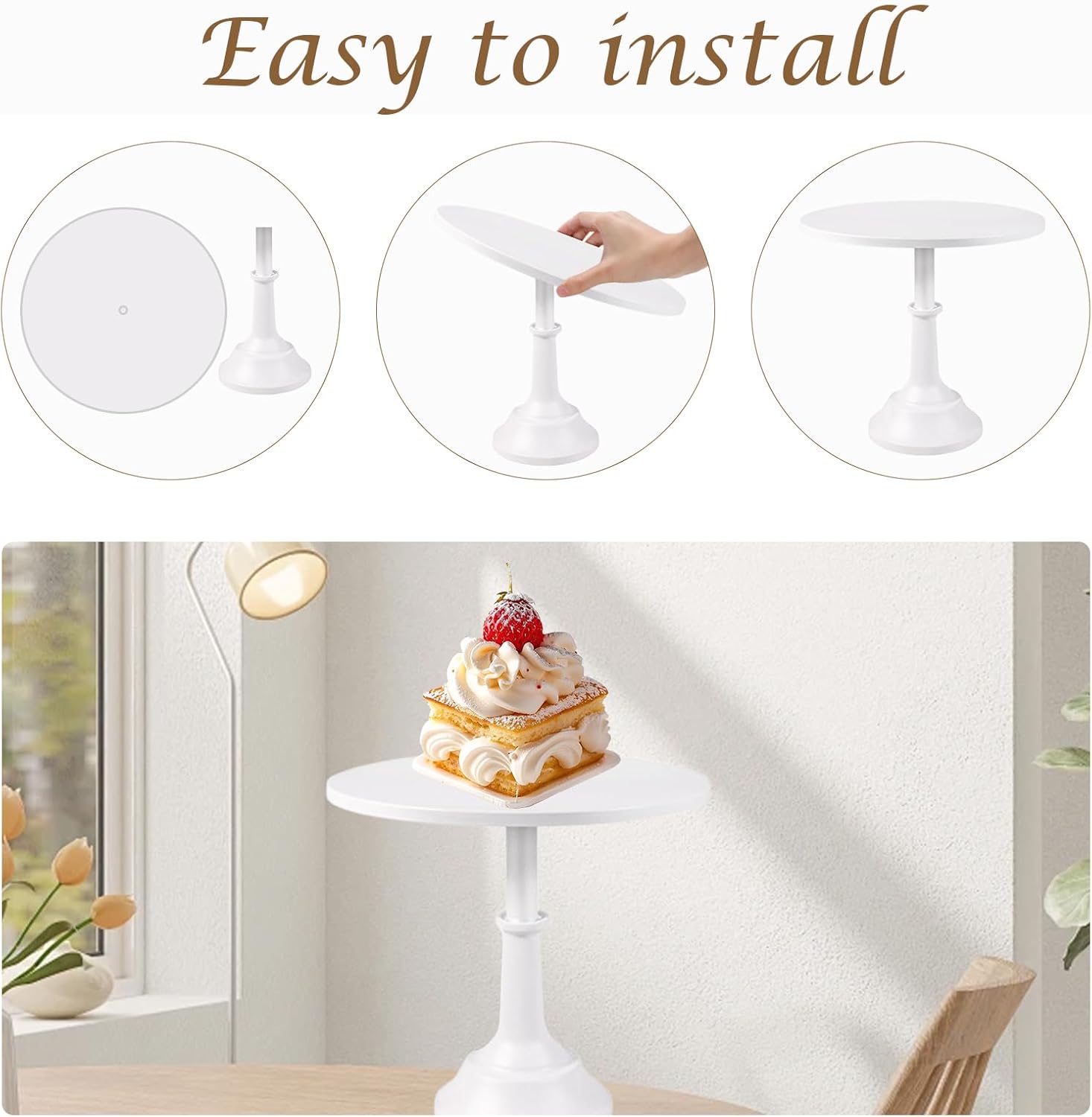 3 Pack White Cake Stand, Dessert Table Display Set, 8'' 10'' 12'' Display Table with Base, Multi-Function Cake Stand for Birthday, Wedding, and Party Decorations, Celebratio, Anniversary