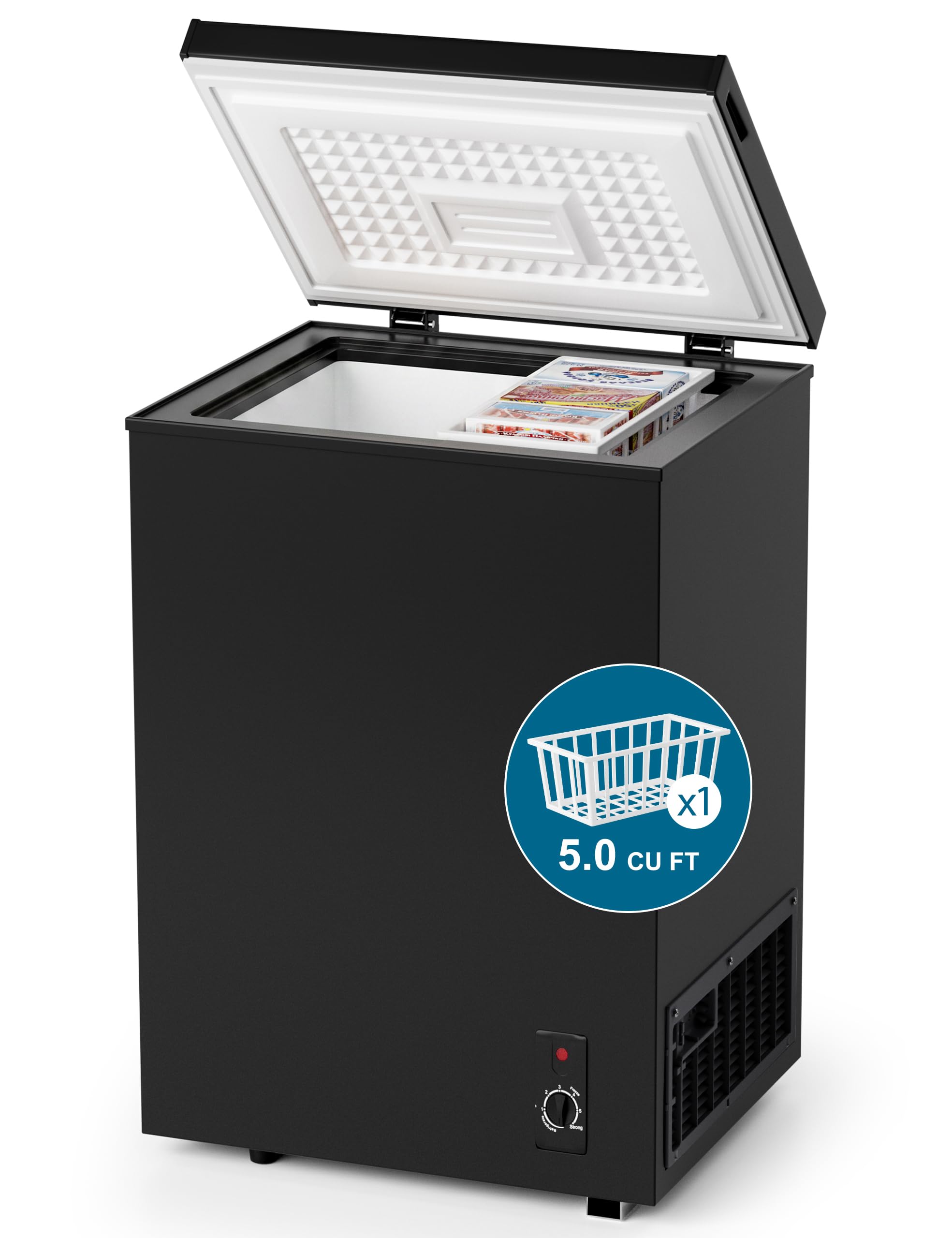 BODACIOUS Chest Deep Freezer - Manual Defrost, Black - 5.0 Cu. Ft