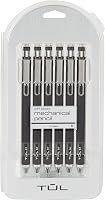 TUL 0.7mm Mechanical Pencils, Black Barrel Pack of 6 - Cushioned Tip, Non-Slip Grip, Refillable for Precise Writing