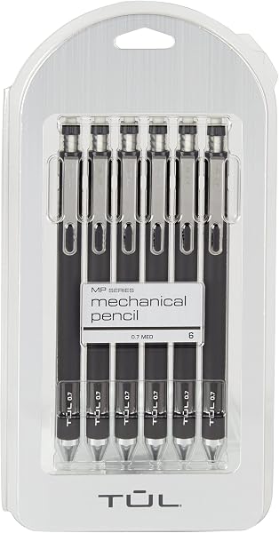 TUL Mechanical Pencils 0.7mm Black Barrels 6 Count
