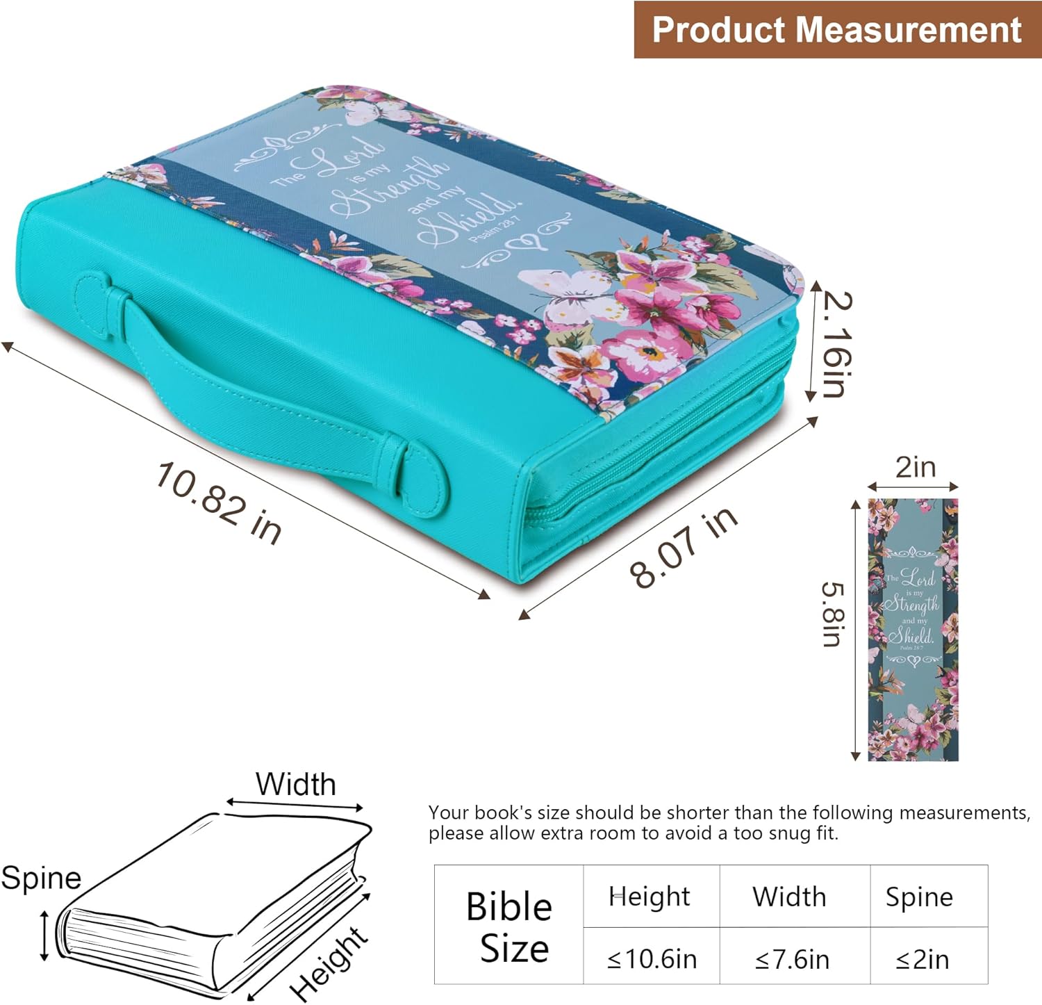 Bible Cover Case for Women PU Leather Woman Book Carrying Bag Bible Study Sipples Accessories with 7pcs Paper Bookmark Journaling Kit Christian Gifts - Image 3